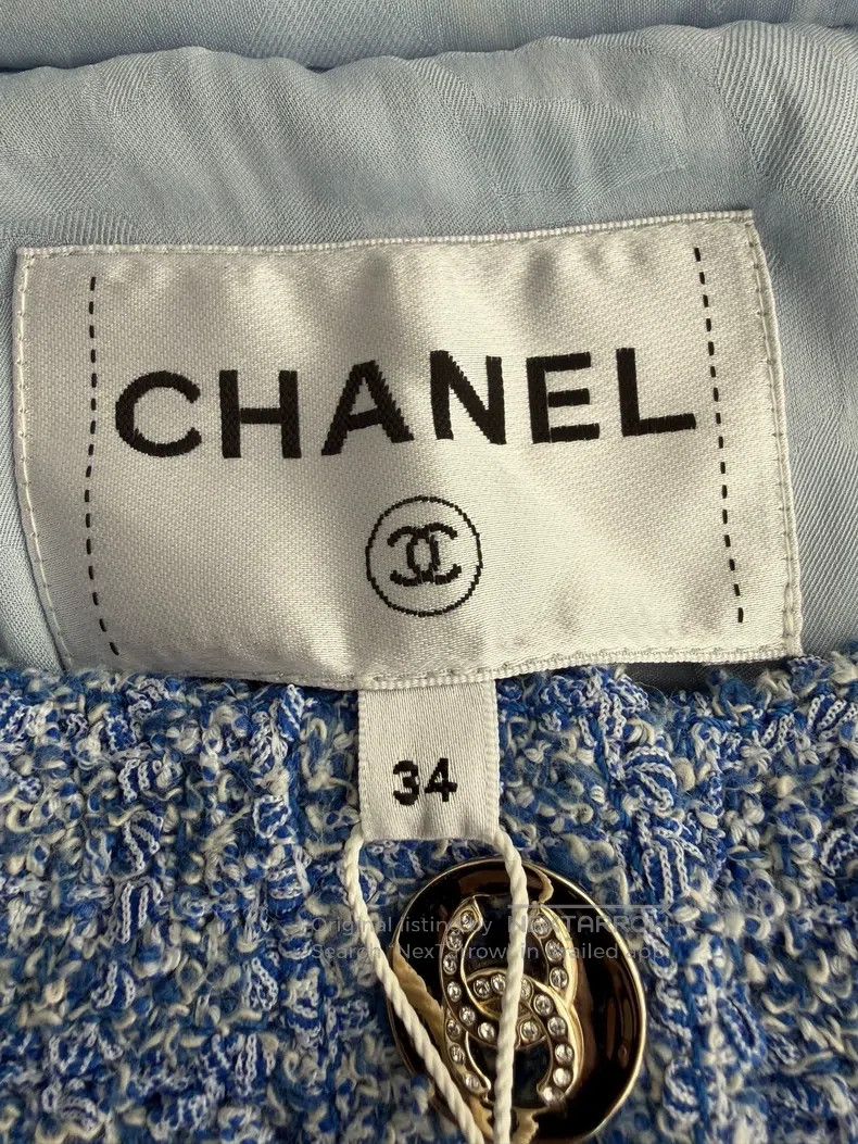 Chanel Chanel Blue tweed puffy short-sleeved jacket Size XXS / US 00 / IT 34 - 4 Thumbnail