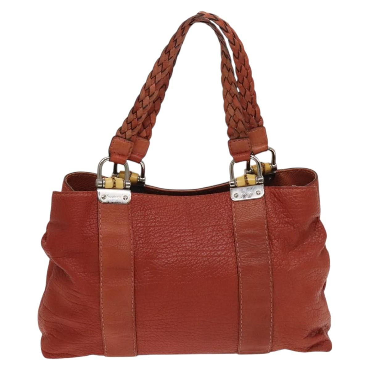 Gucci GUCCI Bamboo Tote Bag Leather Orange Gold Size ONE SIZE - 3 Thumbnail