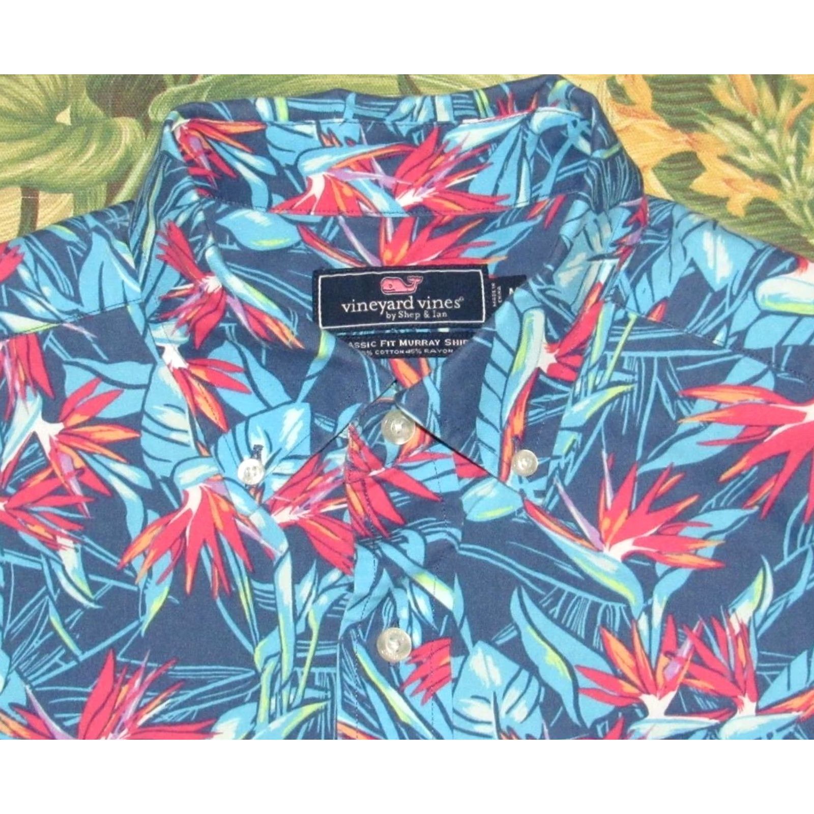 Vineyard Vines VINEYARD VINES Birds Of Paradise Short Sleeve Cotton Blend Button Down Shirt M Men Blue Shirt XS? Size US M / EU 48-50 / 2 - 2 Thumbnail
