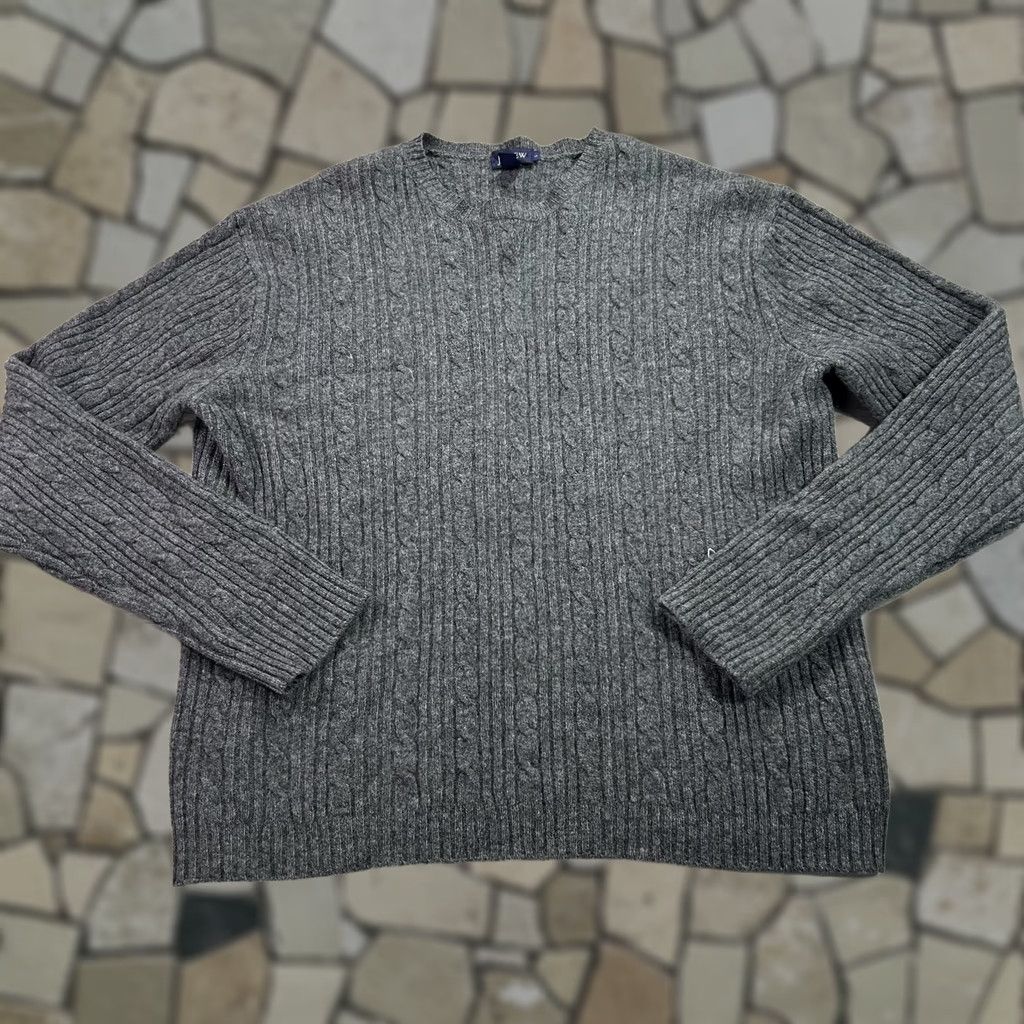J.Crew VINTAGE J.Crew Sweater Mens Large Gray Lambswool Blend Cable-Knit Crewneck Pullover Size US L / EU 52-54 / 3 - 1 Thumbnail