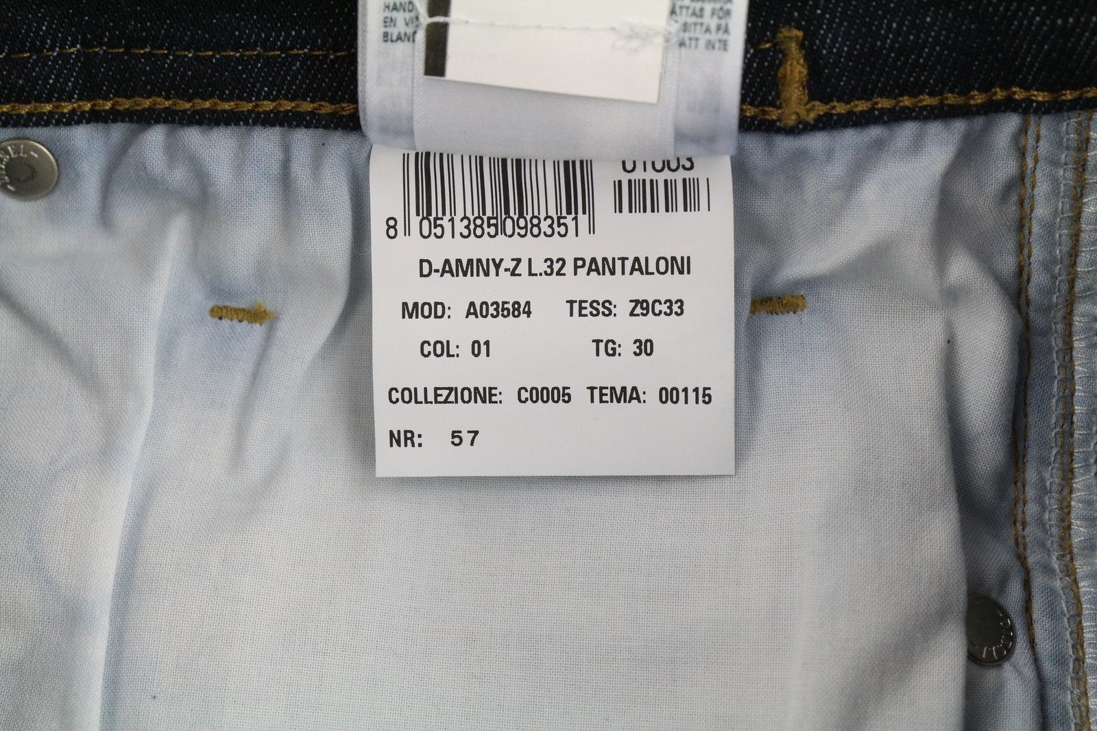 Diesel D-AMNY-Z Z9C33 W30/L32 Slim Dark Blue Jeans 40901 Size US 30 / EU 46 - 12 Thumbnail