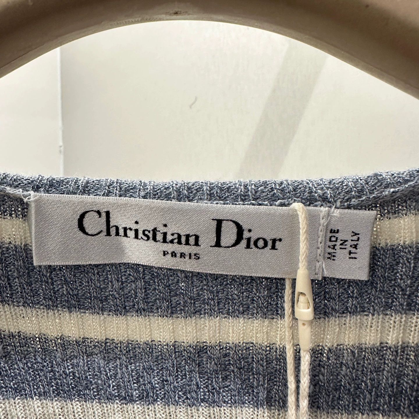 Christian Dior Monsieur Dior may791 25FW Striped Navy-Collar Linen Knit Top 34 Size XS / US 0-2 / IT 36-38 - 3 Thumbnail