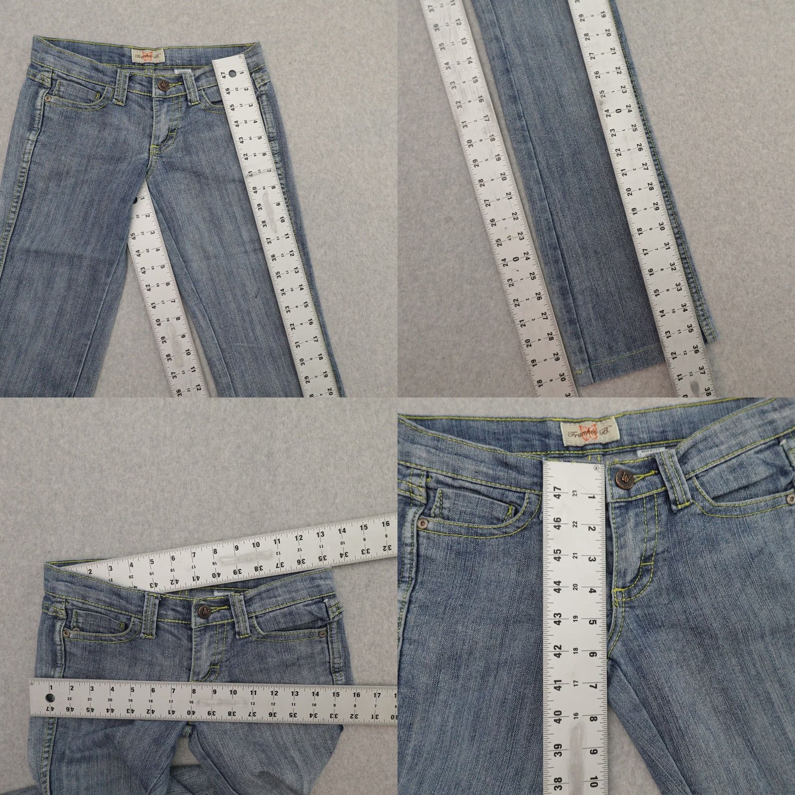 Vintage VINTAGE Frankie B Jeans Womens 26X33 Low-Rise Straight Embroidered Pockets Blue Denim Clothing Womens Jeans Size 26" / US 2 / IT 38 - 8 Thumbnail