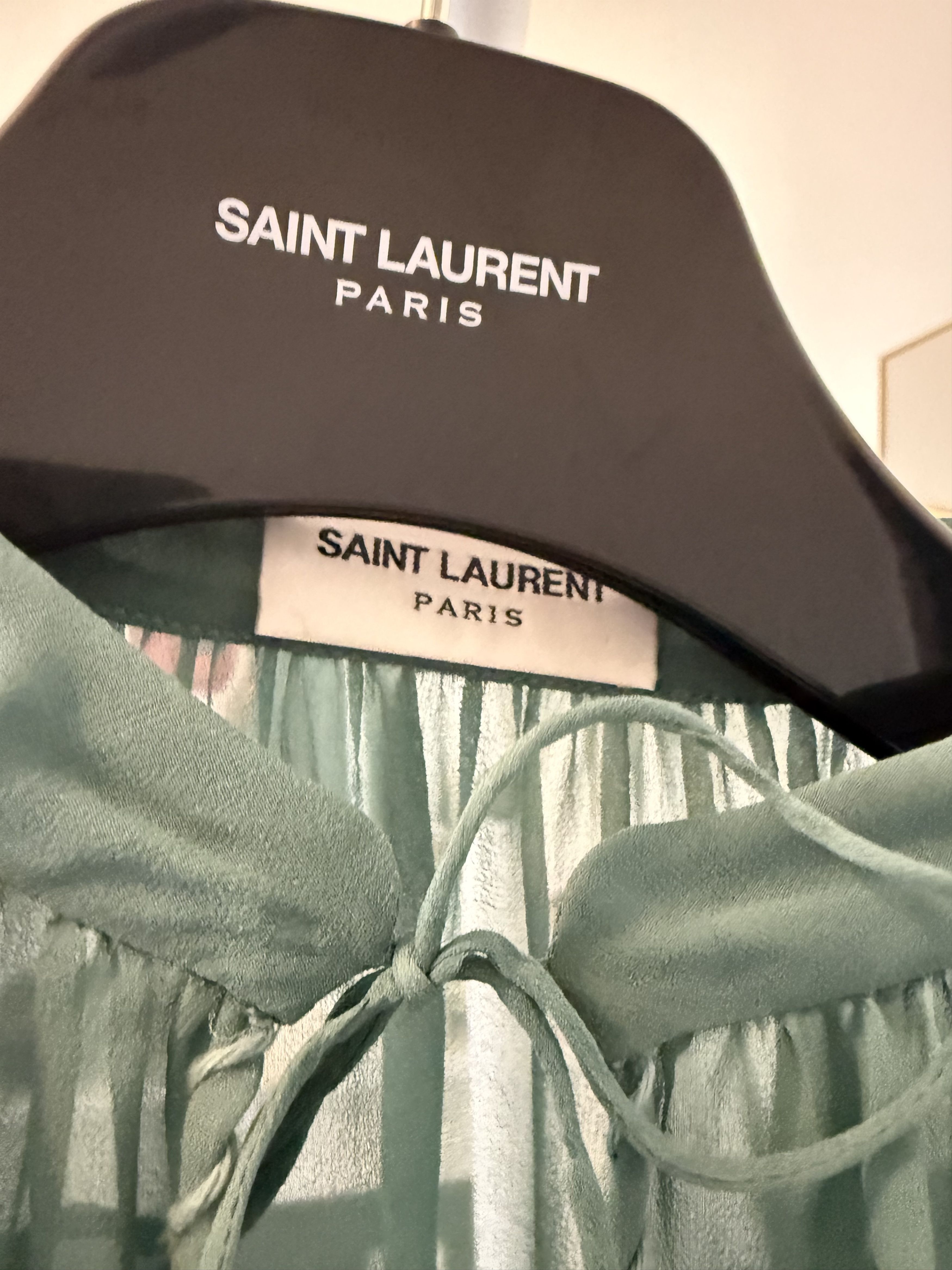 Saint Laurent Paris SS22 Saint Laurent Blouse in Silk Georgette Teal Size US L / EU 52-54 / 3 - 10 Thumbnail