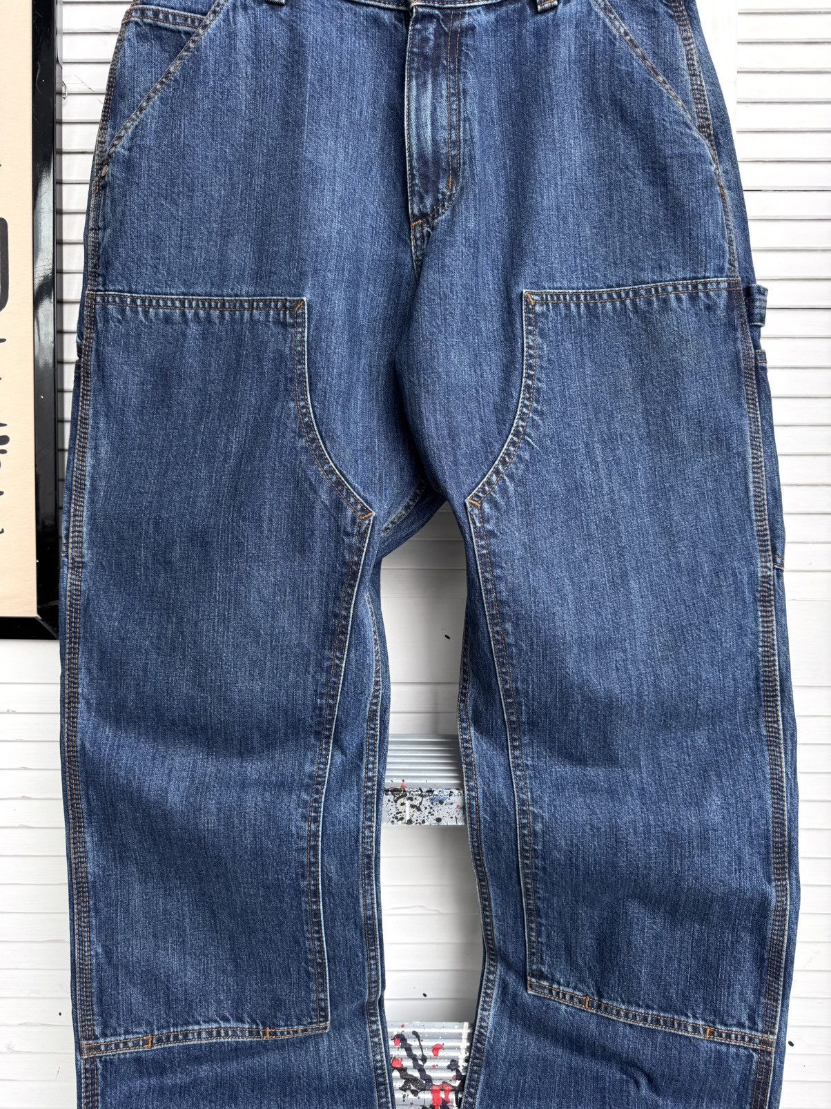 Carhartt Carhartt B04 Double Knee Loose Fit Denim Work Pants Blue Size US 33 - 4 Thumbnail