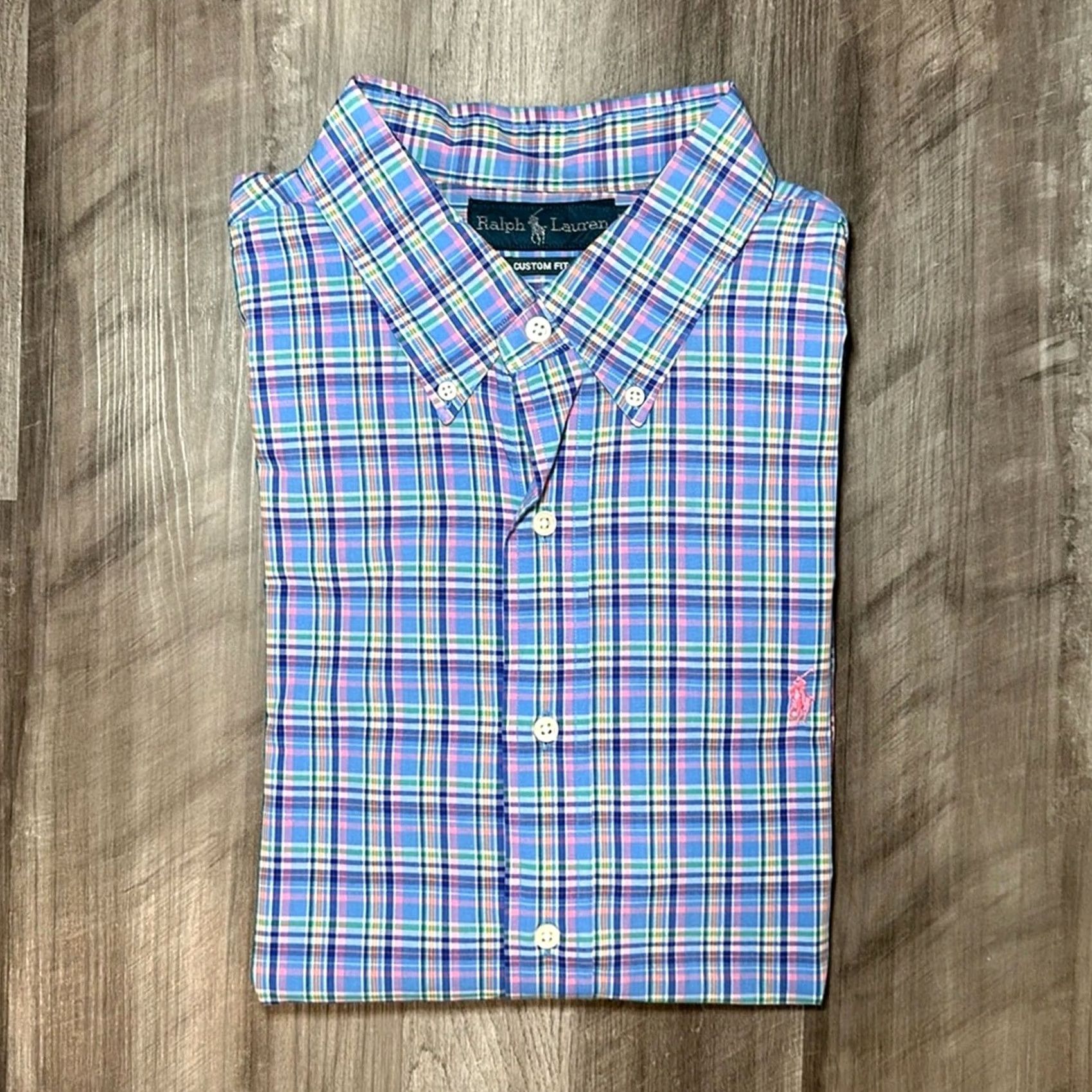 Ralph Lauren Ralph Lauren Button-Up Shirt XL Long Sleeve - Blue, Custom Fit, Men’s Regular, Cotton, Plaid, Preowned Size US XL / EU 56 / 4 - 2 Thumbnail