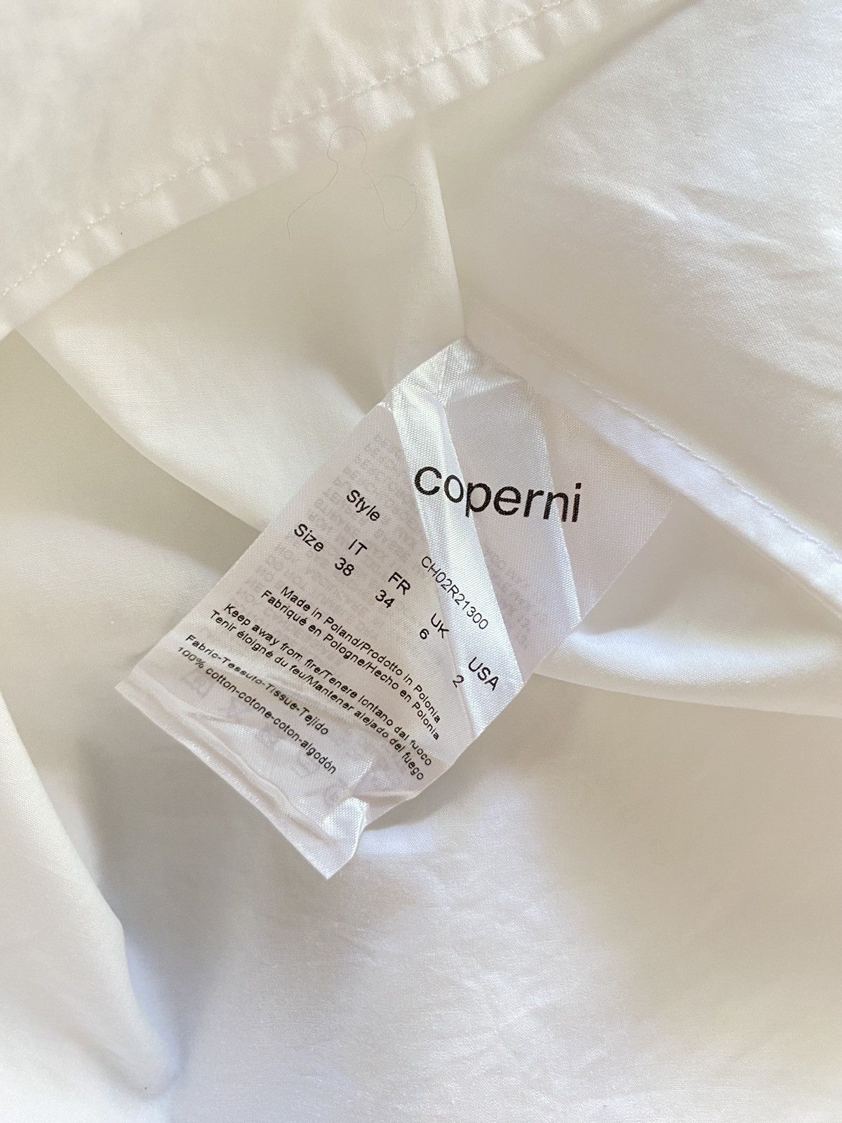 Coperni Coperni Asymmetric White Button-Up Blouse Size XS / US 0-2 / IT 36-38 - 5 Thumbnail