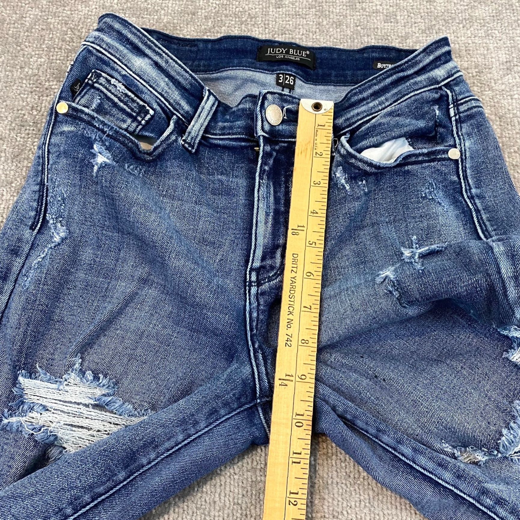 Denime Judy Blue Boyfriend Fit Jeans Womens 3/26 Medium Blue Distressed Denim Pants Size 26" / US 2 / IT 38 - 6 Thumbnail