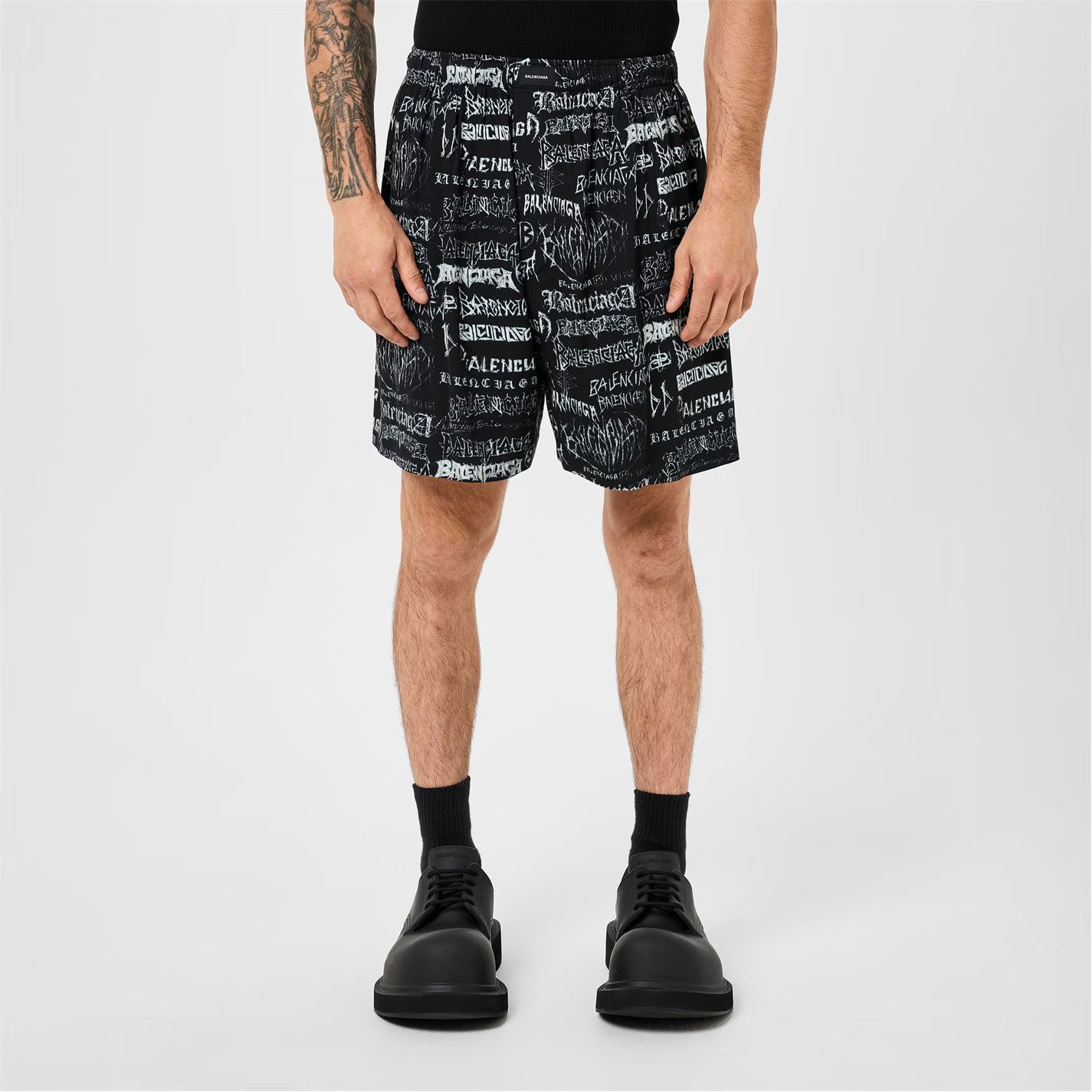 Balenciaga o1g2r1mq0226 Metal Pyjama Shorts In Black Size US 30 / EU 46 - 3 Thumbnail