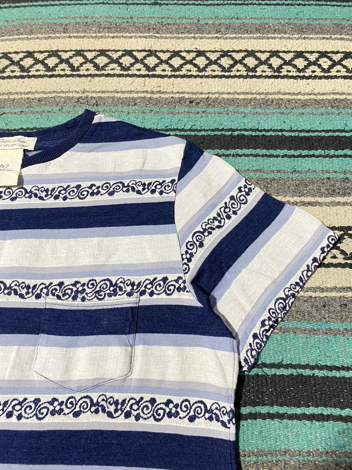 Remi Relief REMI RELIEF Jacquard Border Pocket Tee Size US S / EU 44-46 / 1 - 2 Thumbnail