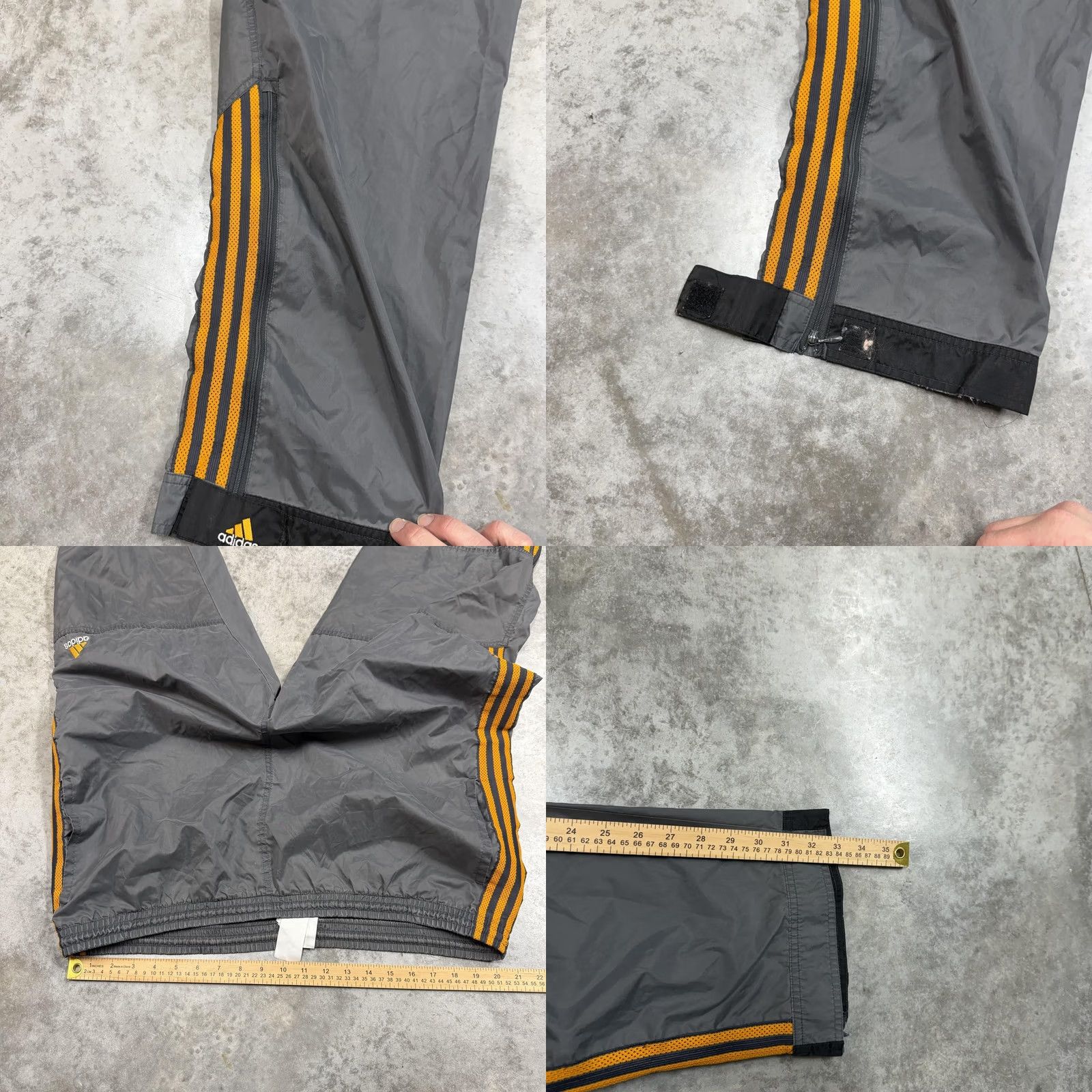 Adidas Adidas Track Pants Mens XL Gray Windbreaker 3 Stripe Side Zip Athletic Training Pants Size US 36 / EU 52 - 8 Thumbnail