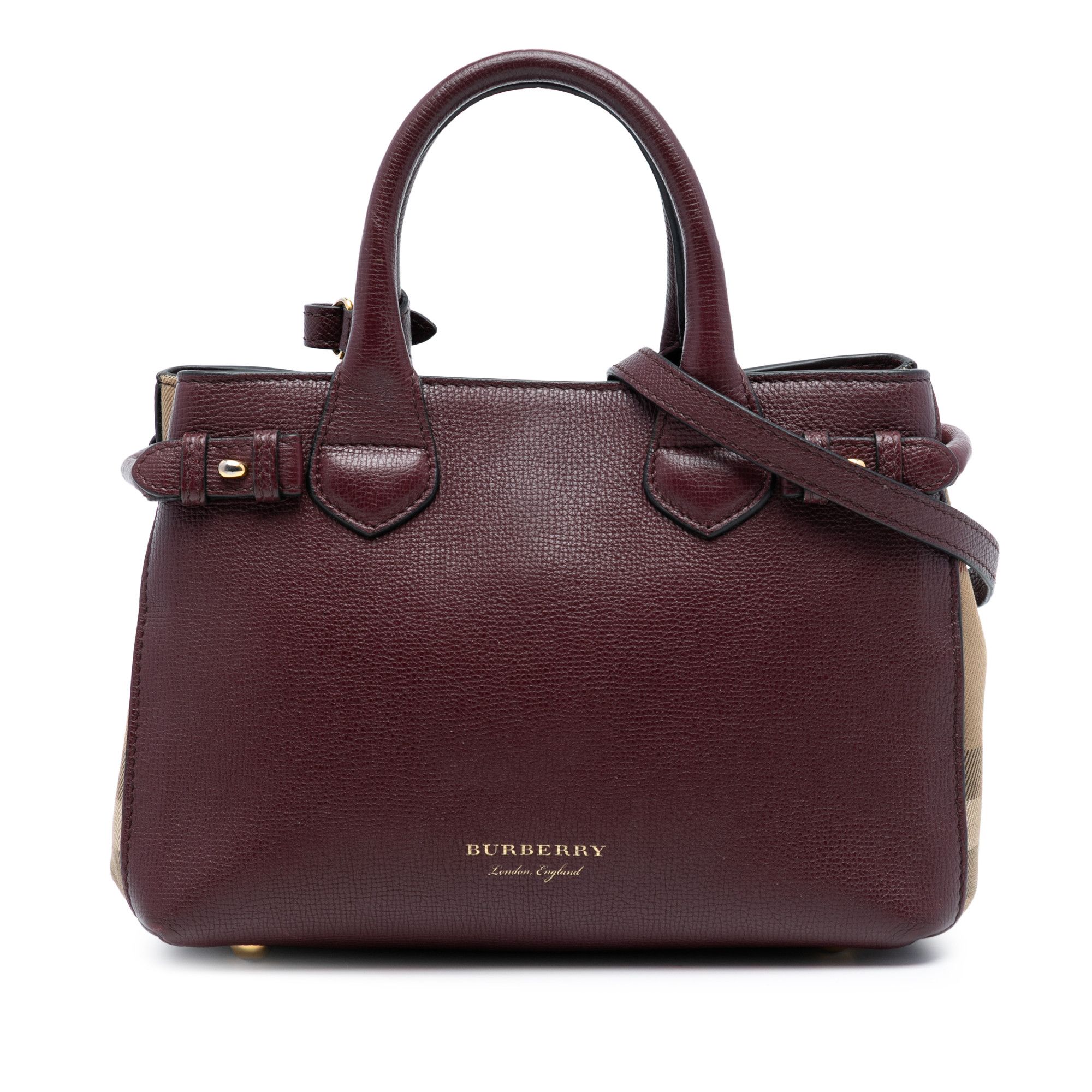Burberry Small Grainy Calfskin and House Check Banner Satchel
