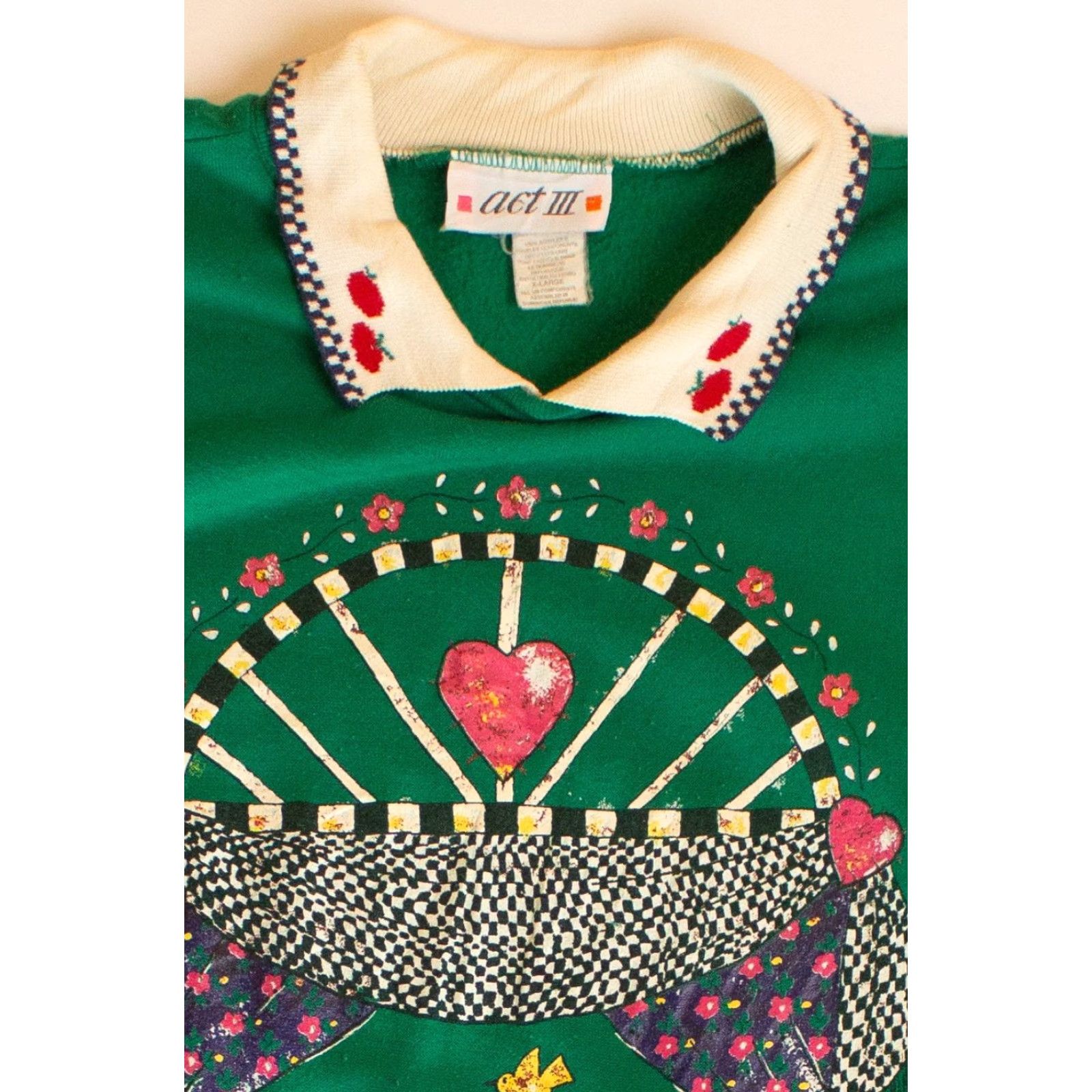 Vintage VINTAGE Act III Collared Teddy Bears Sweatshirt Shirt X-Large Green 1990s Mens Womens Boys Girls Size US XL / EU 56 / 4 - 3 Thumbnail
