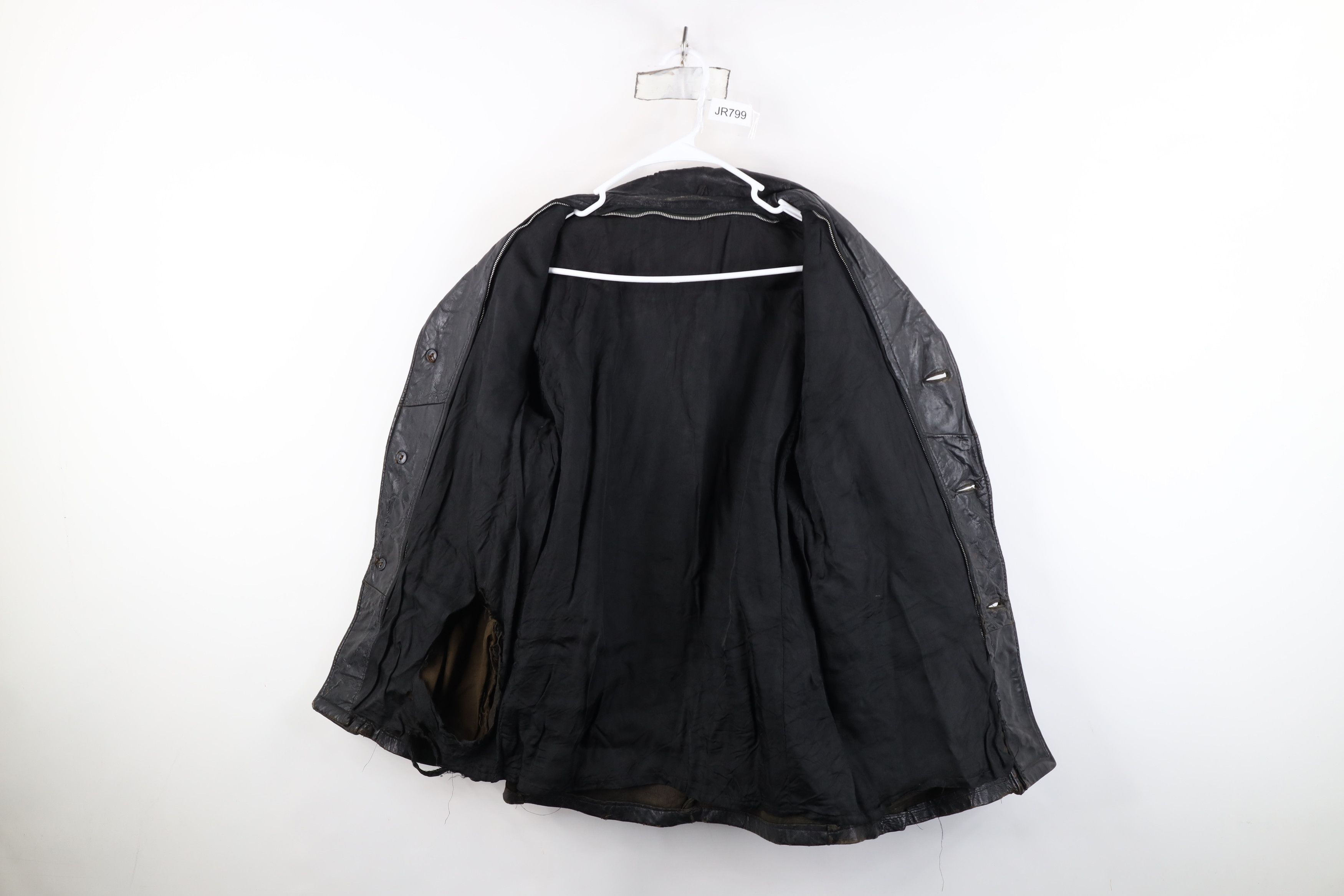 Vintage Vintage 70s Streetwear Leather Button Jacket Coat Black Size US S / EU 44-46 / 1 - 10 Thumbnail