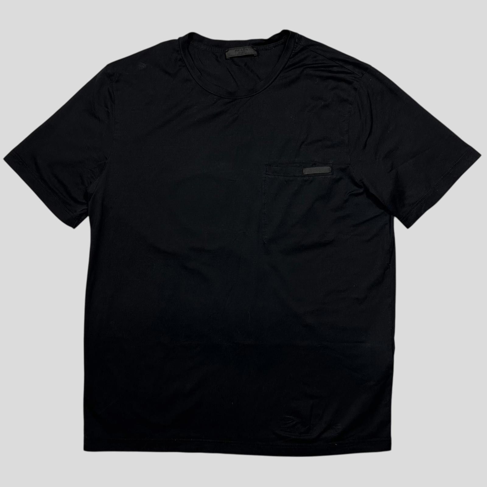Prada Prada 2017 Black Soft Cotton Pocket Logo T-shirt - XL (L) Size US L / EU 52-54 / 3 - 1 Thumbnail