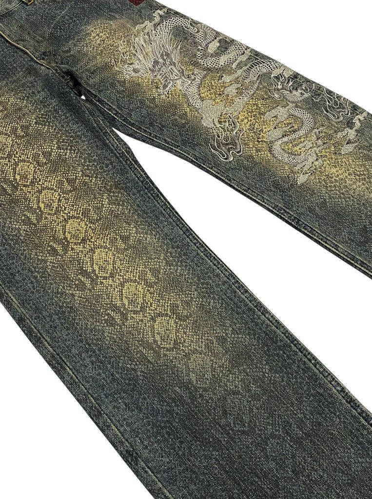 Karakuri Tamashii Karakuri Tamashi Dragon Embroidery Snake Skin Pattern Denim Size US 30 / EU 46 - 4 Thumbnail