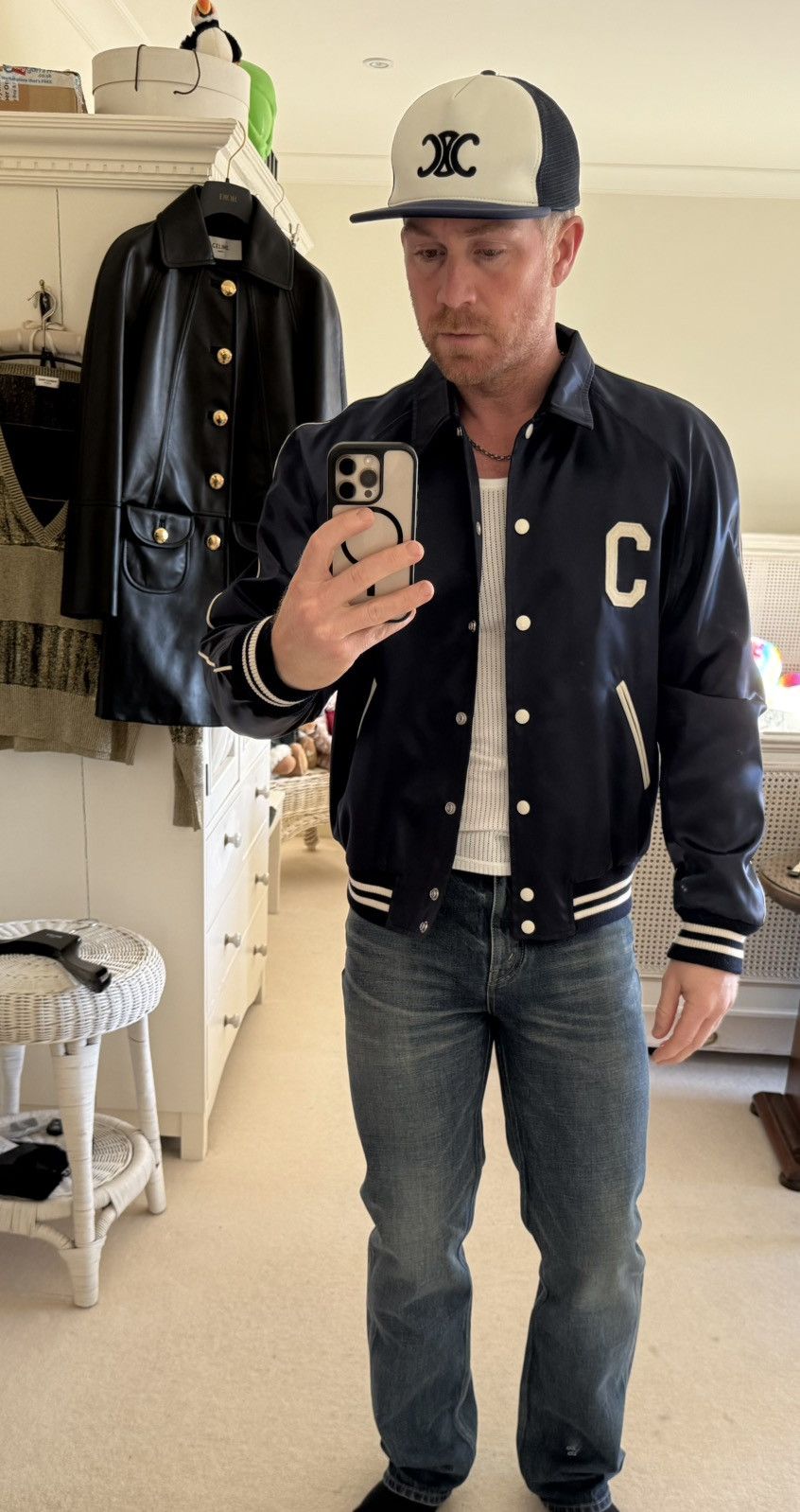 Celine $2.85k 🤑 Celine logo blue satin teddy jacket Hedi Slimane 54 Size US L / EU 52-54 / 3 - 1 Thumbnail