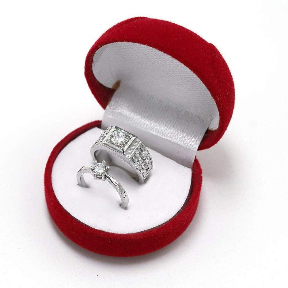 Designer 2pcs Sterling Silver Elegant Open Matching Couple Rings Size ONE SIZE - 9 Thumbnail