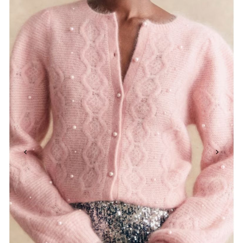 Sezane NWOT Sezane Nattie Cardigan Size M Powder Pink pearls bust36 Size M / US 6-8 / IT 42-44 - 1 Thumbnail