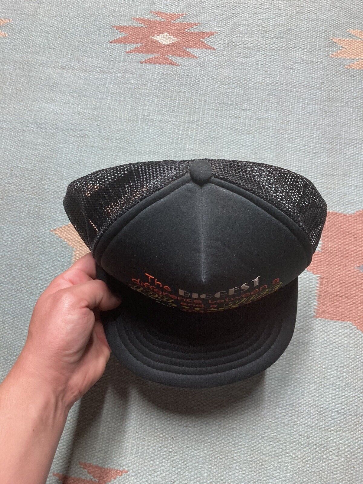 Vintage trucker hat difference between job wife still sucks funny Size ONE SIZE - 3 Thumbnail