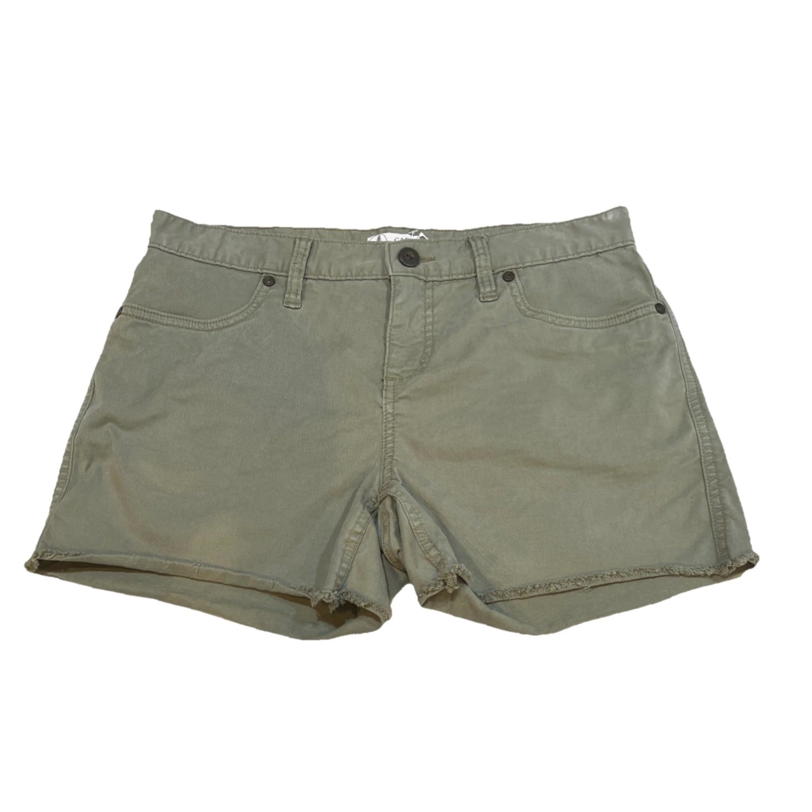 Vintage Carve Designs Women's Shorts Size 2 Sage Green Cut-Off Cotton Spandex Casual Activewear Size 26" / US 2 / IT 38 - 2 Thumbnail