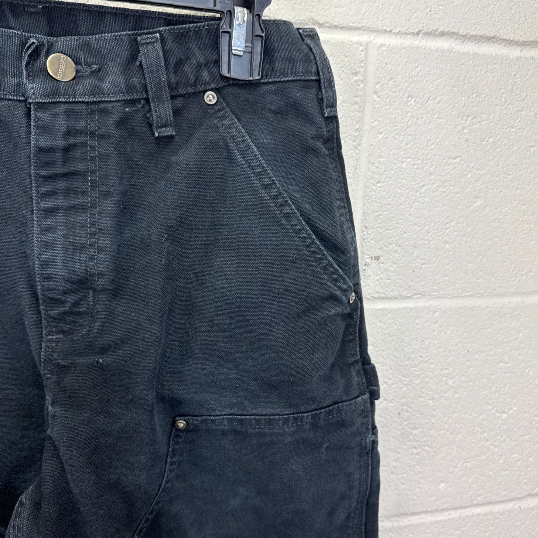 Carhartt VINTAGE Carhartt B136 Pants Carhartt Double Knee 29X30 Black Distressed Work Canvas 90s Grunge Mens Size US 29 - 3 Thumbnail