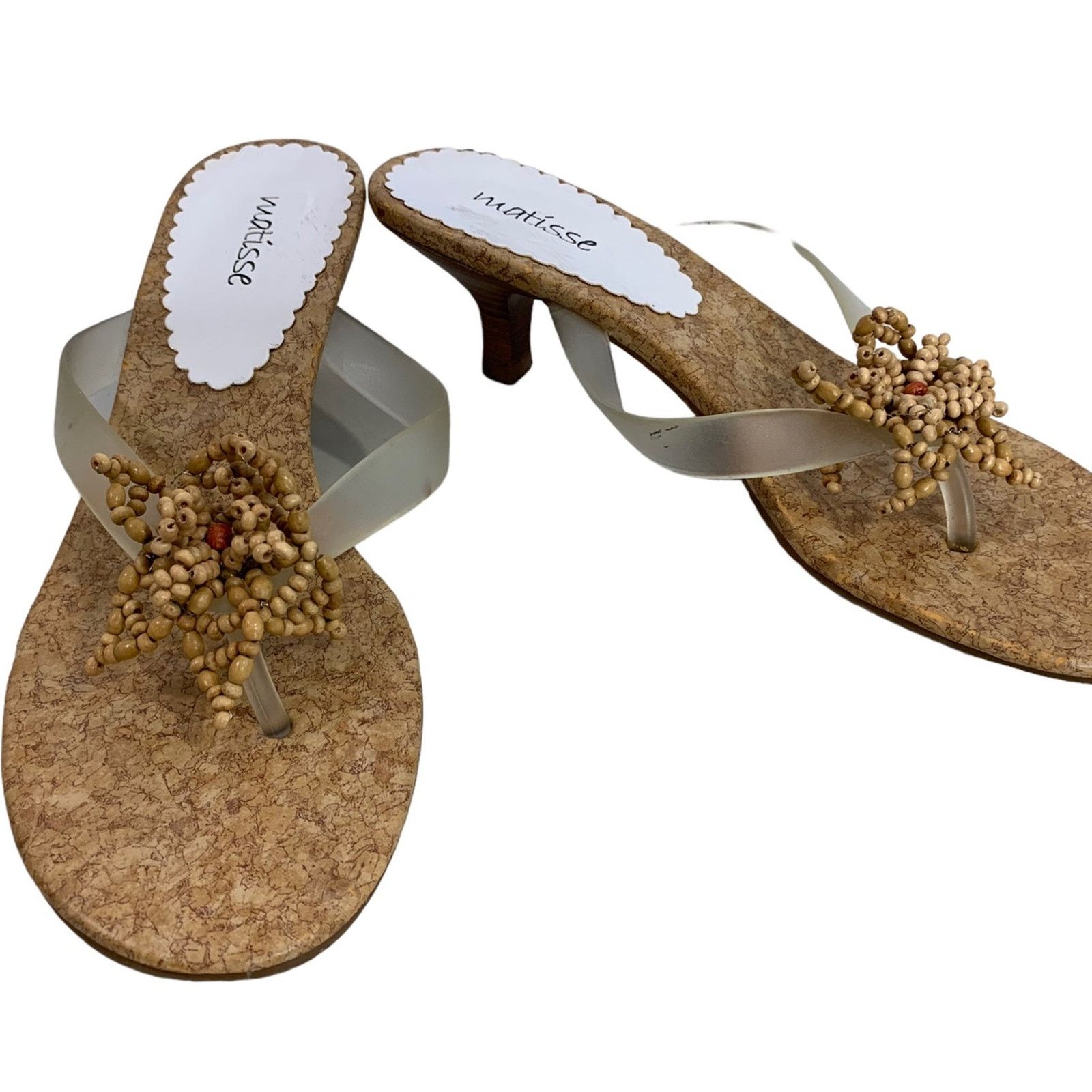 Matisse Matisse Women's Size 9 Sandals Kitten Heel Open Thong Beads Size US 9 / IT 39 - 2 Thumbnail