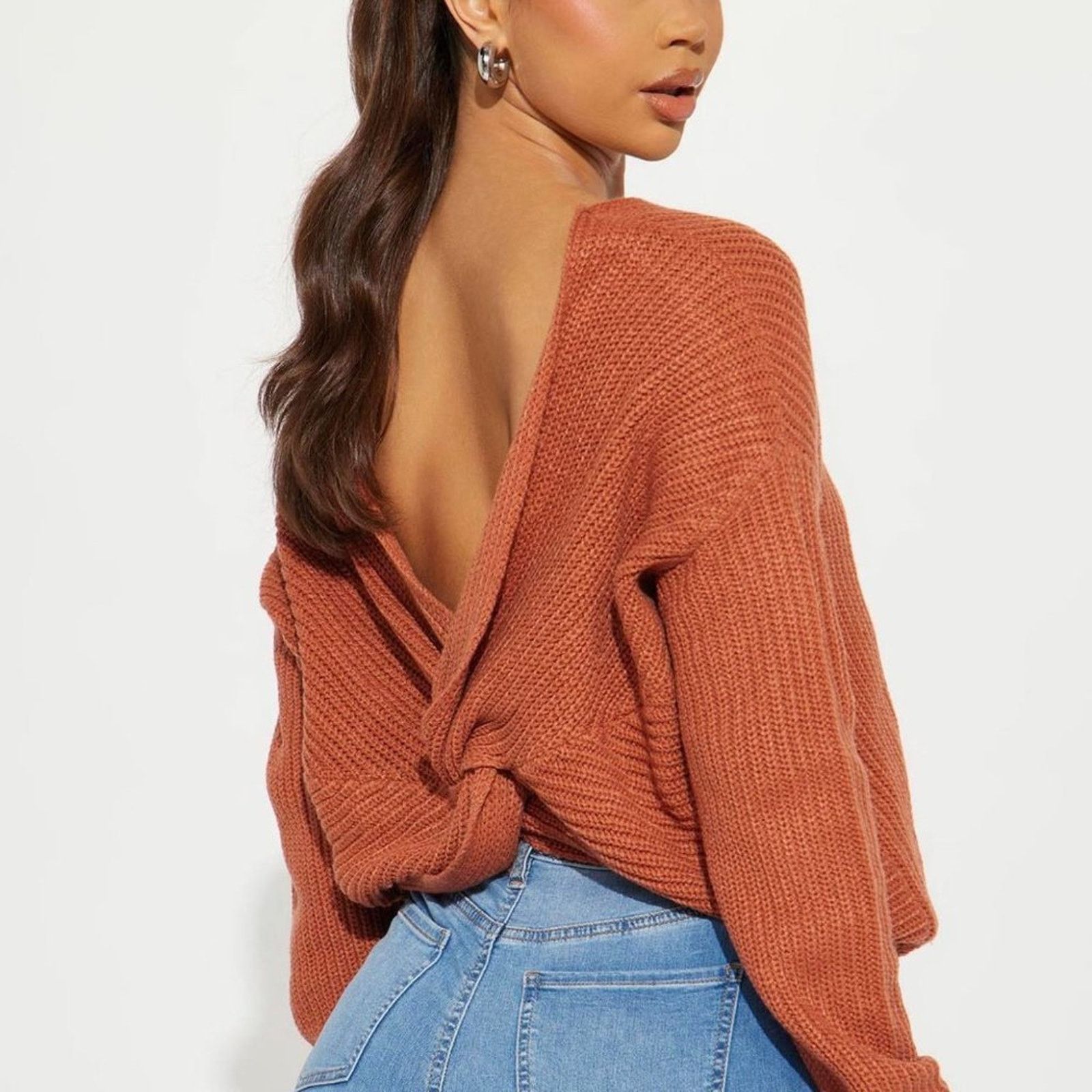 Other Reversible Twisted Knit Long Sleeve Fall Sweater Burgundy M Size M / US 6-8 / IT 42-44 - 17 Thumbnail