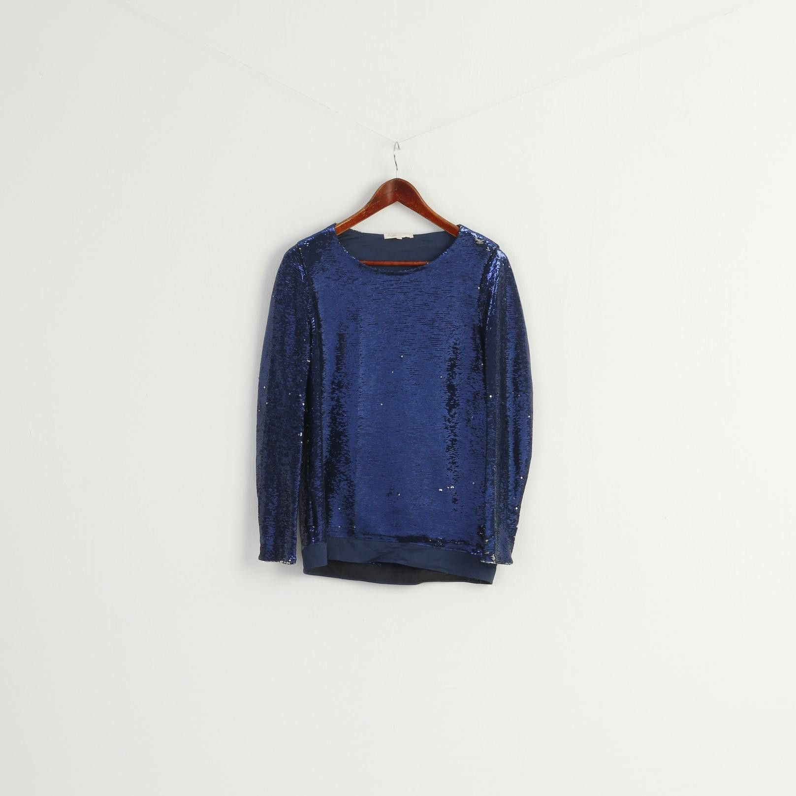 Maje Maje Women 2 M Long Sleeved Shirt Navy Silver 0505 Size XS / US 0-2 / IT 36-38 - 2 Thumbnail
