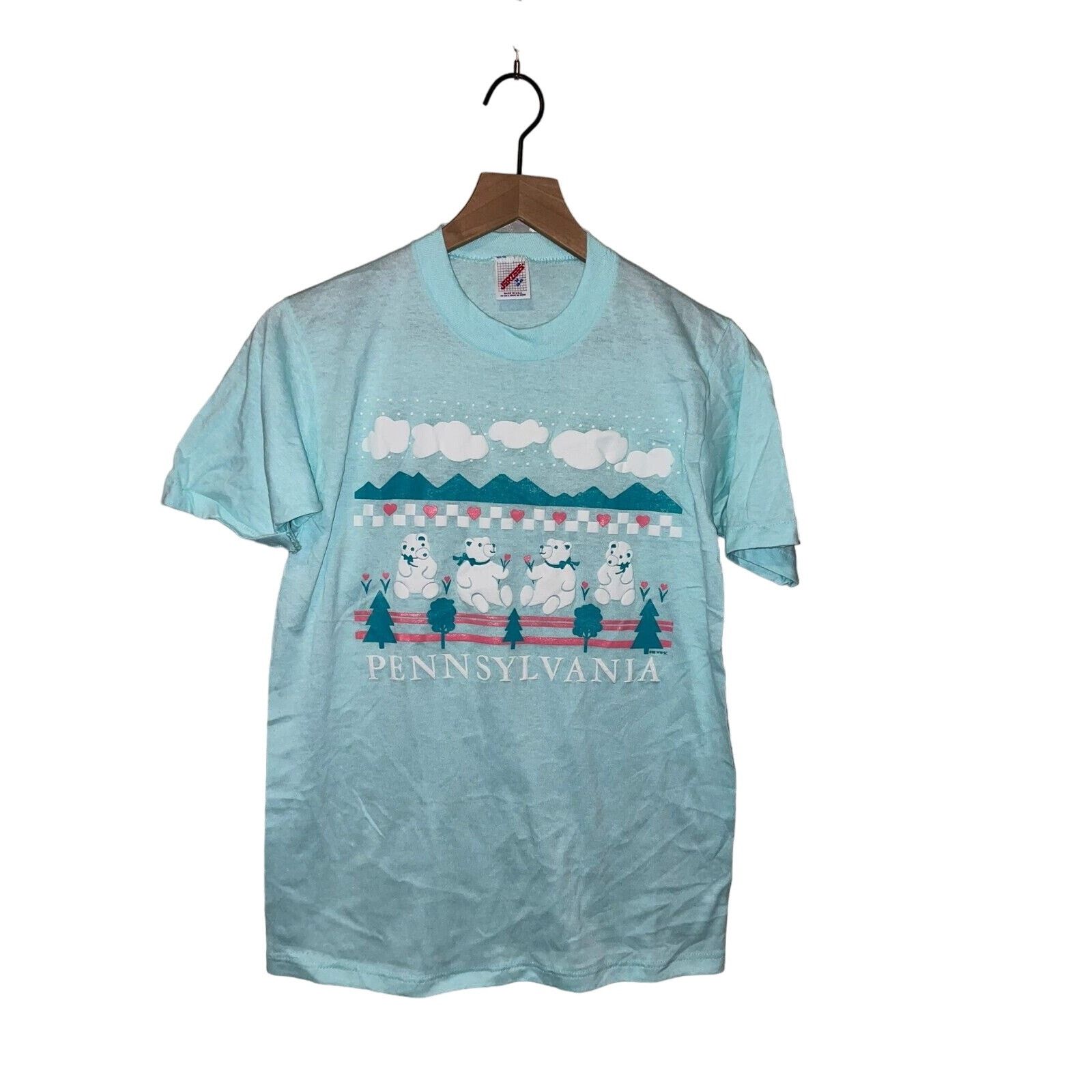 Jerzees Vintage Pennsylvania Blue Shirt Bear Tee 1980s VTG 1988 M Size US M / EU 48-50 / 2 - 1 Thumbnail