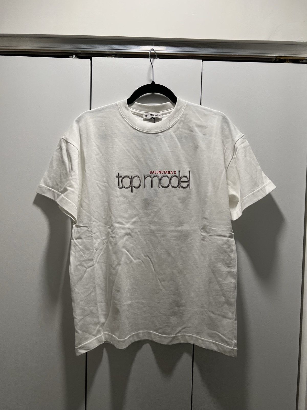 image of Balenciaga Top Model T-Shirt in White, Men's (Size Small)
