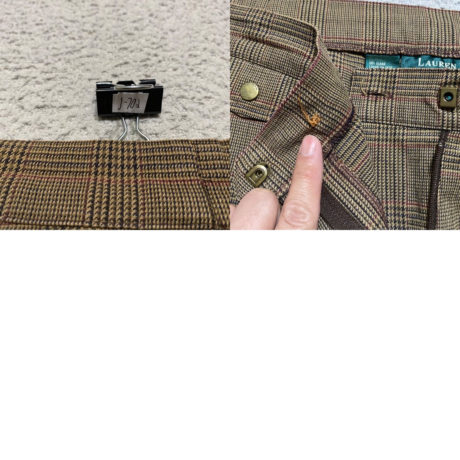 Ralph Lauren Lauren Ralph Lauren Womens Dress Pants 14W Plus Brown Plaid High Rise Straight Pants Women Size 36" / US 14 / IT 50 - 9 Thumbnail