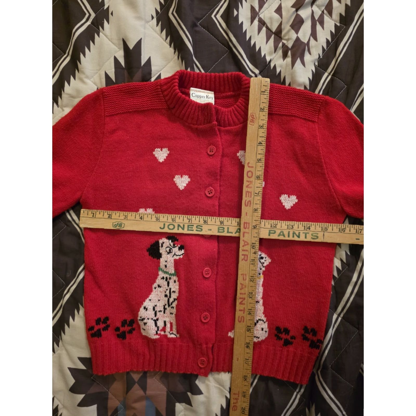 Vintage VINTAGE Copper Key Cardigan Sweater Dalmatian Dogs Knit Little Girl Medium Red 80s Size US M / EU 48-50 / 2 - 7 Thumbnail