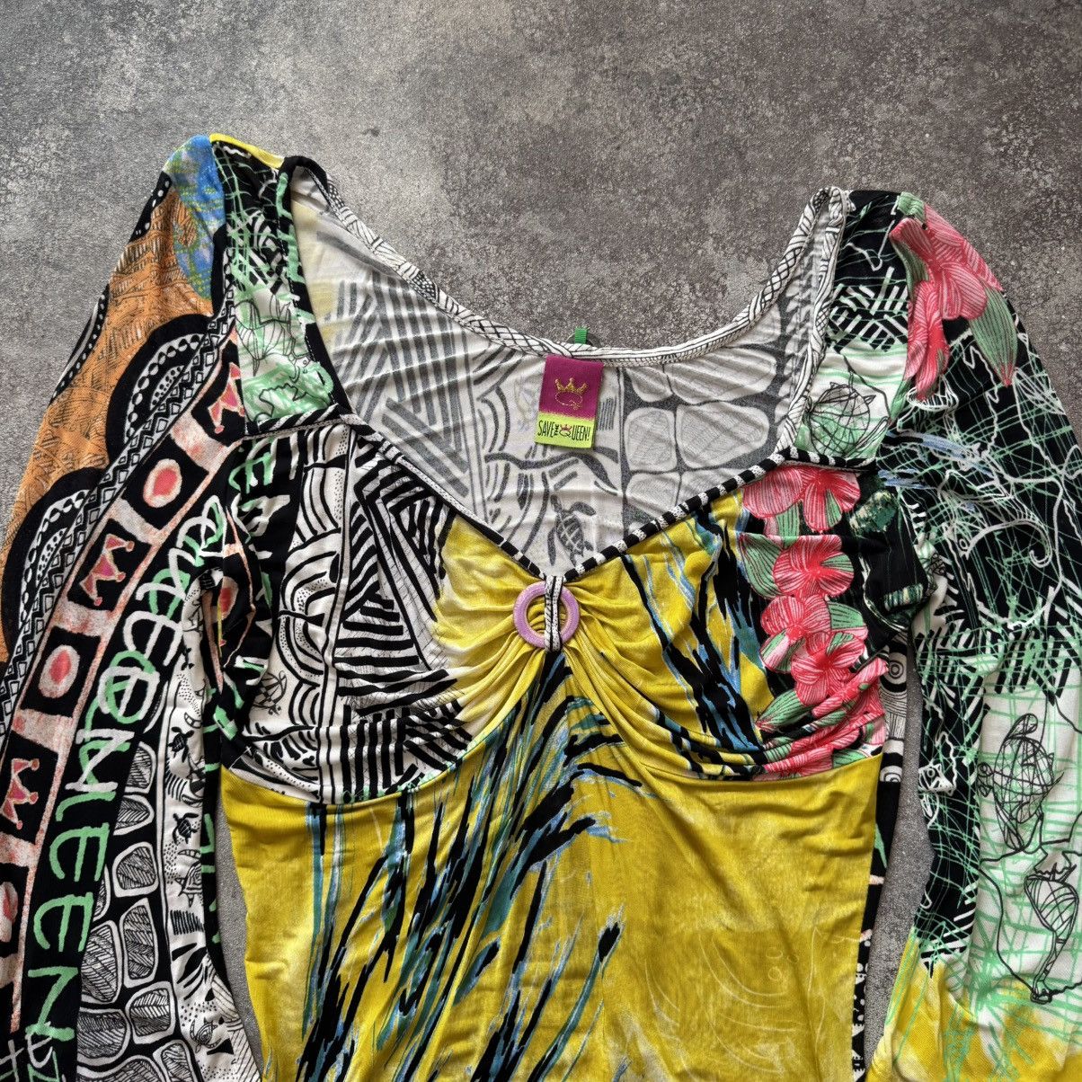 20471120 Save the Queen Y2K Crazy Multicolour Mesh Blouse Size L / US 10 / IT 46 - 3 Thumbnail