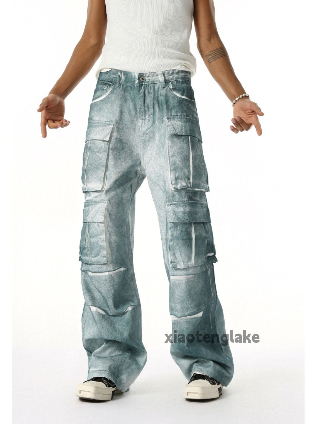 Jean × Vintage Unisex washed faded cleanfit yuppie y2k cargo pants Size US 32 / EU 48 - 4 Thumbnail
