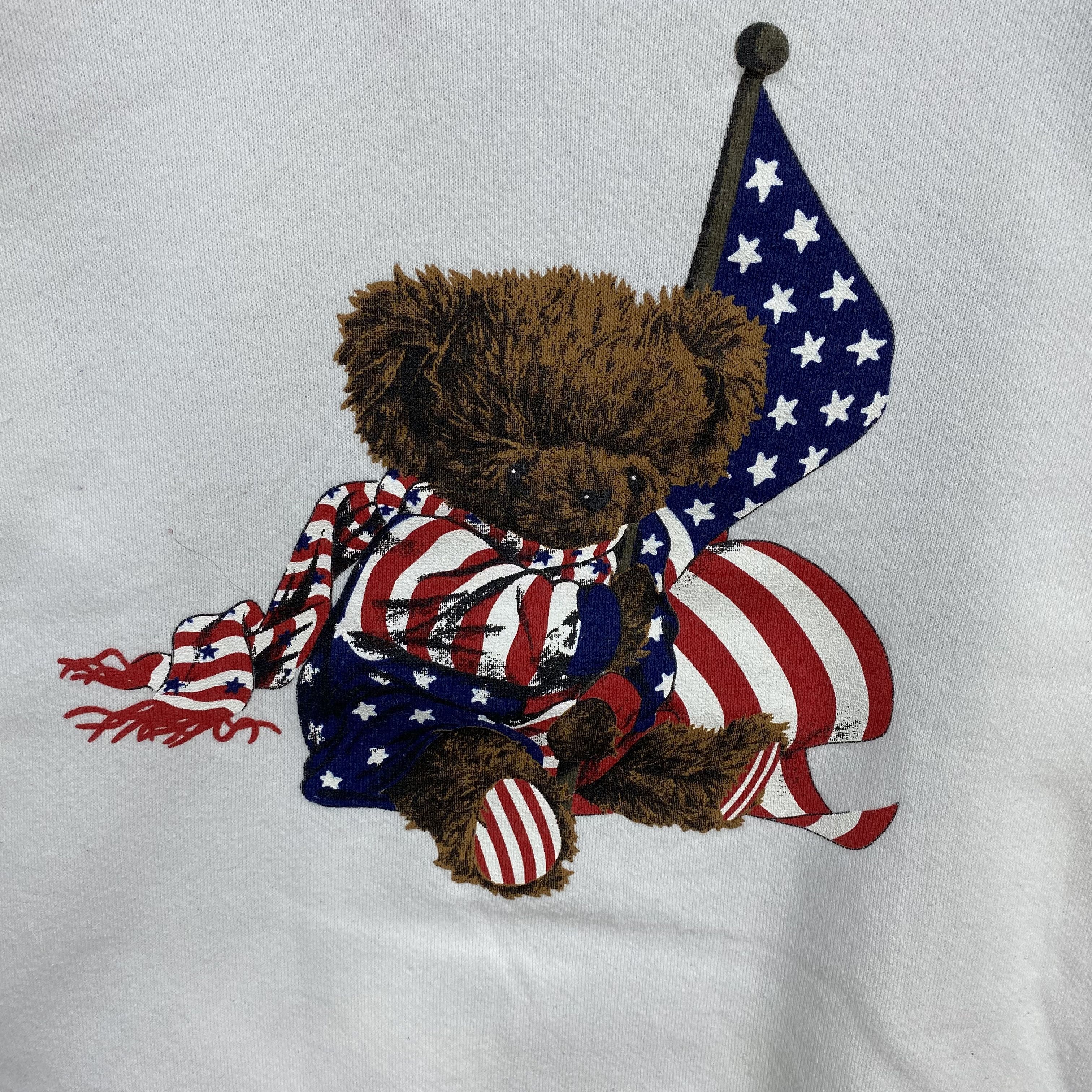 Vintage Vintage 90s Ross Sportswear Sweater Patriotic Teddy Bear Size S / US 4 / IT 40 - 3 Thumbnail
