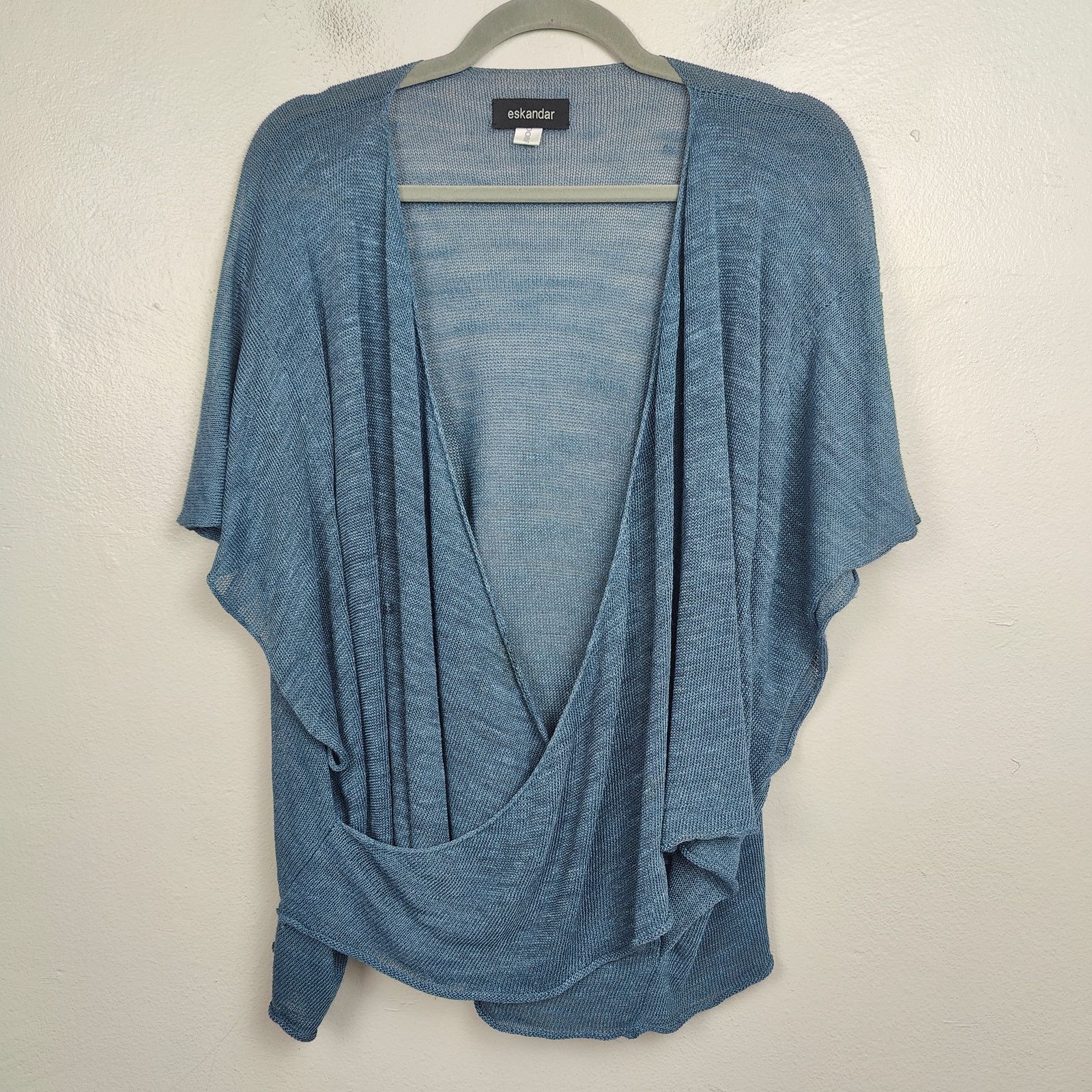 eskandar Eskandar Linen Blend Top Womens One Size Blue Open Knit Size ONE SIZE - 1 Thumbnail