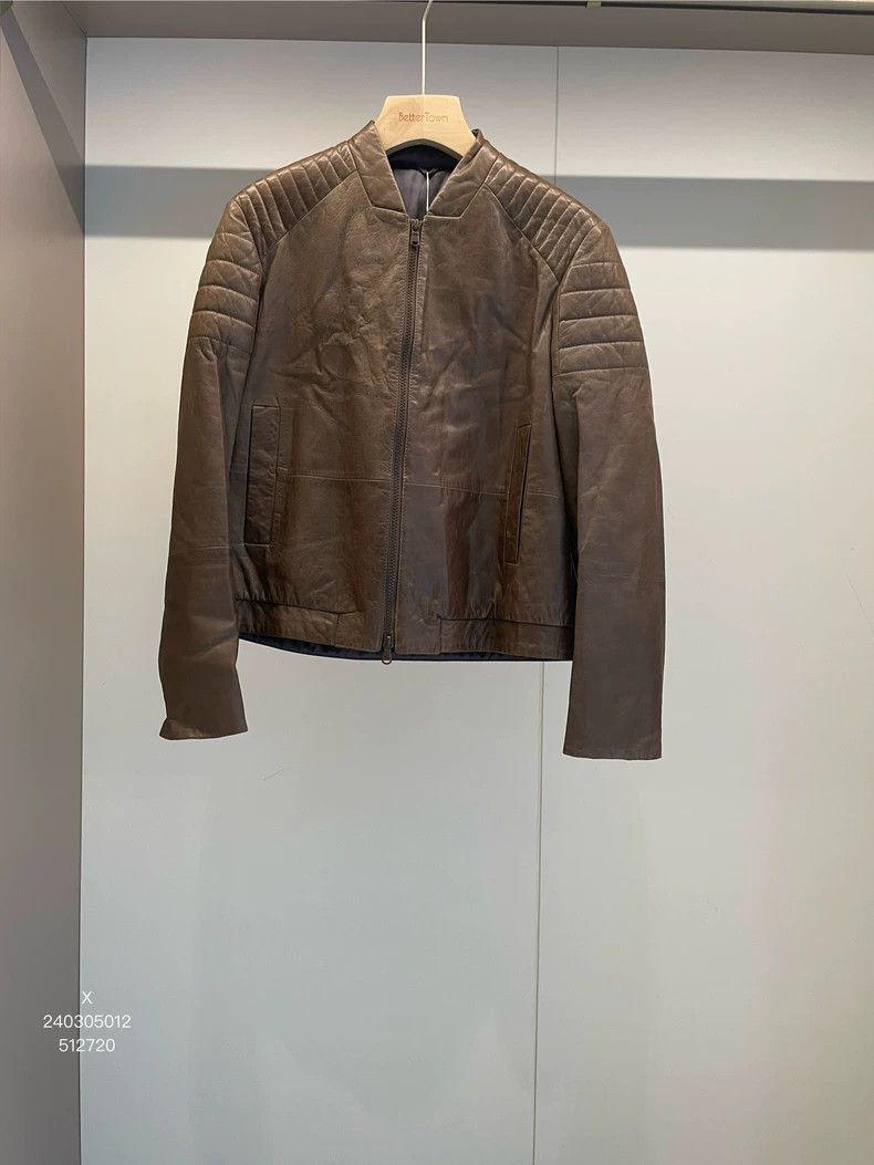 Brunello Cucinelli Brunello Cucinelli Brown Leather Jacket - dmc Size US XL / EU 56 / 4 - 1 Thumbnail