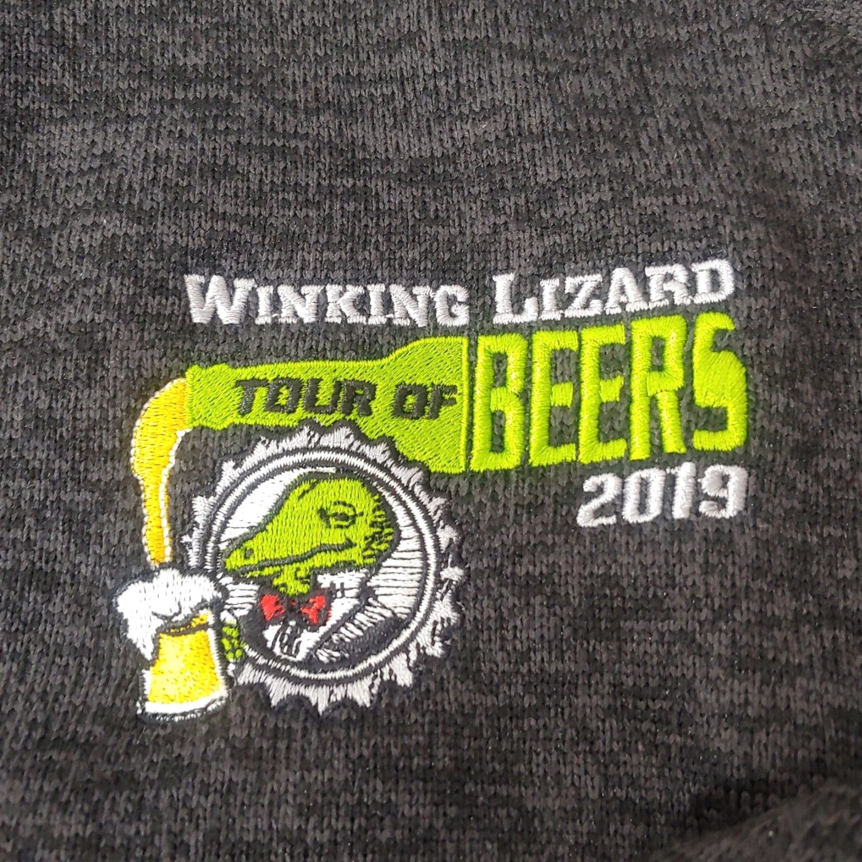 Vintage Winking Lizard Tour of Beers Jacket Men XL Knit Gray Fossa Zip Embroidered Logo 2019 Size US XL / EU 56 / 4 - 2 Thumbnail