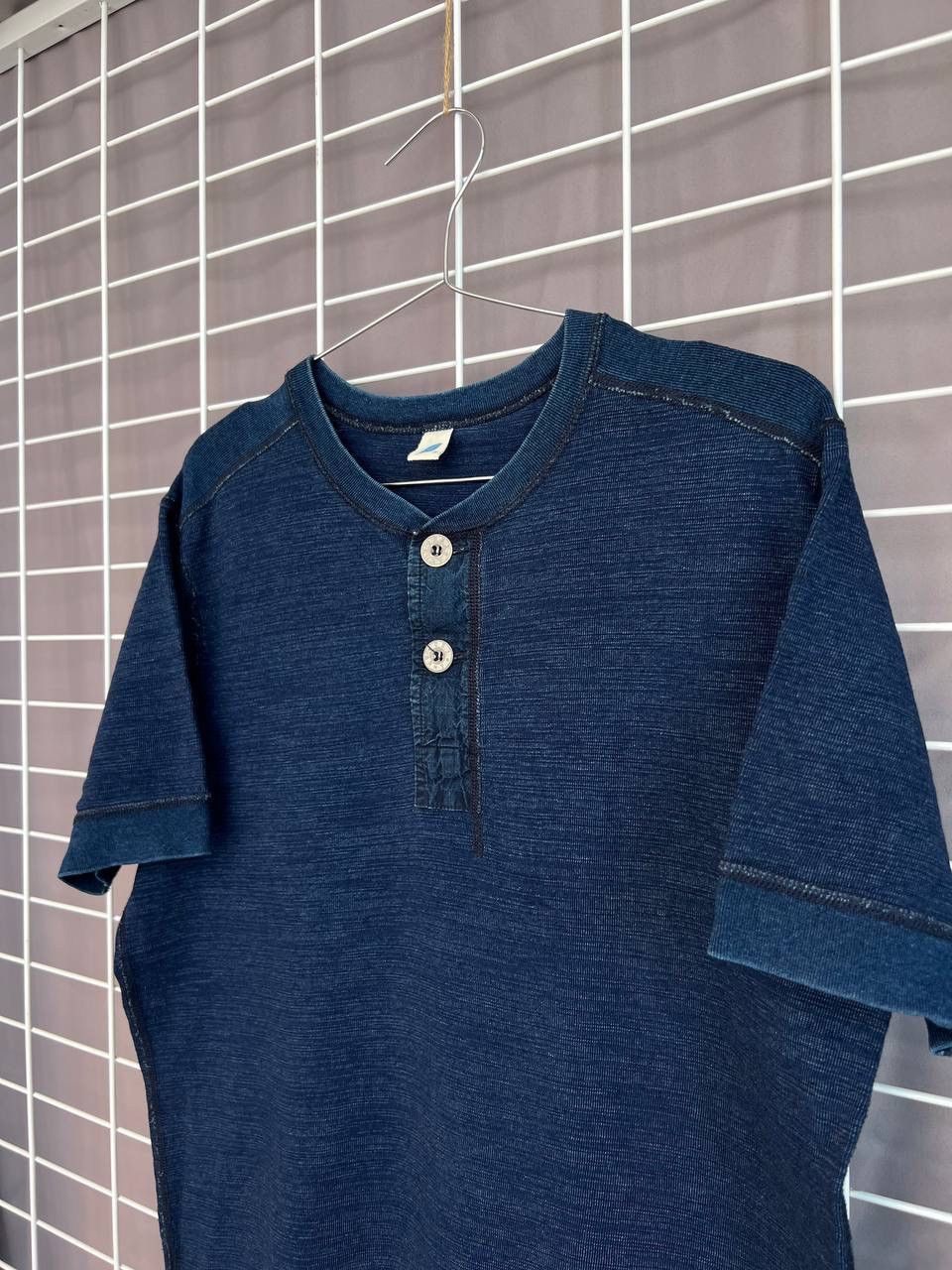 Pure Blue Japan Pure Blue Japan Knitted Henley T-Shirt Mens Size 3 or M/L Size US L / EU 52-54 / 3 - 4 Thumbnail