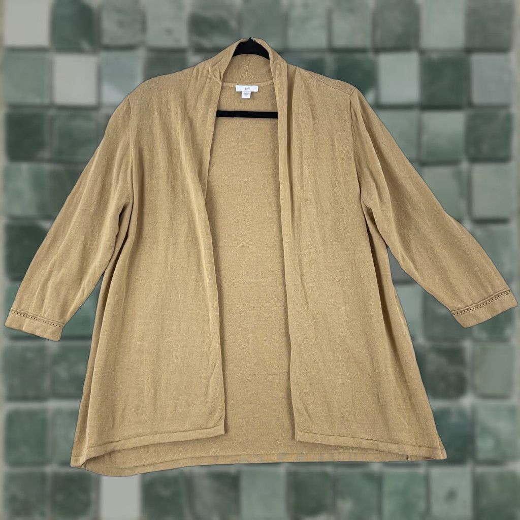 J. Jill J. Jill Cardigan Sweater Womens Large Brown Open Front Linen 3/4 Sleeve Casual Size L / US 10 / IT 46 - 1 Thumbnail