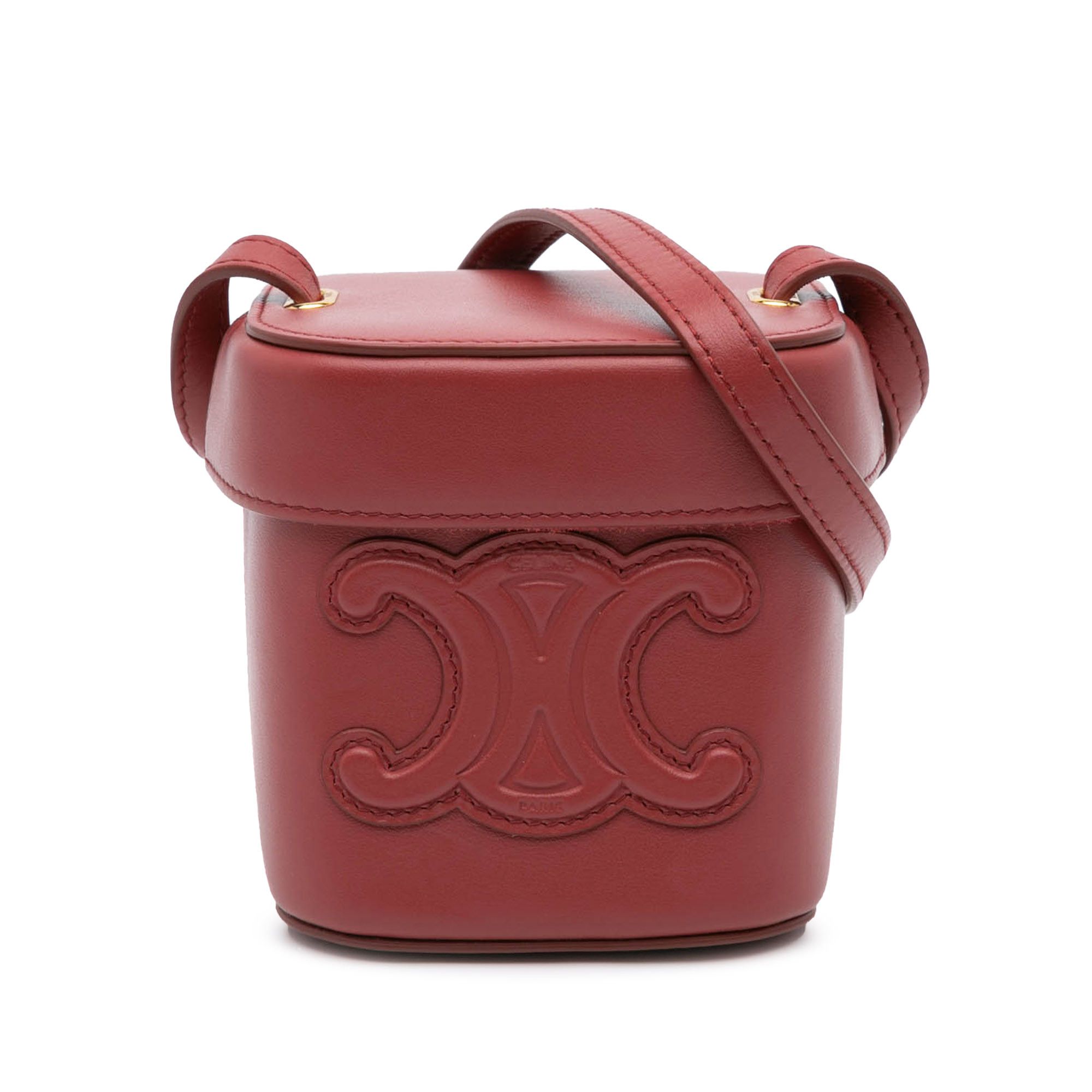 Celine Small Calfskin Cuir Triomphe Box Bag in Red, Women's