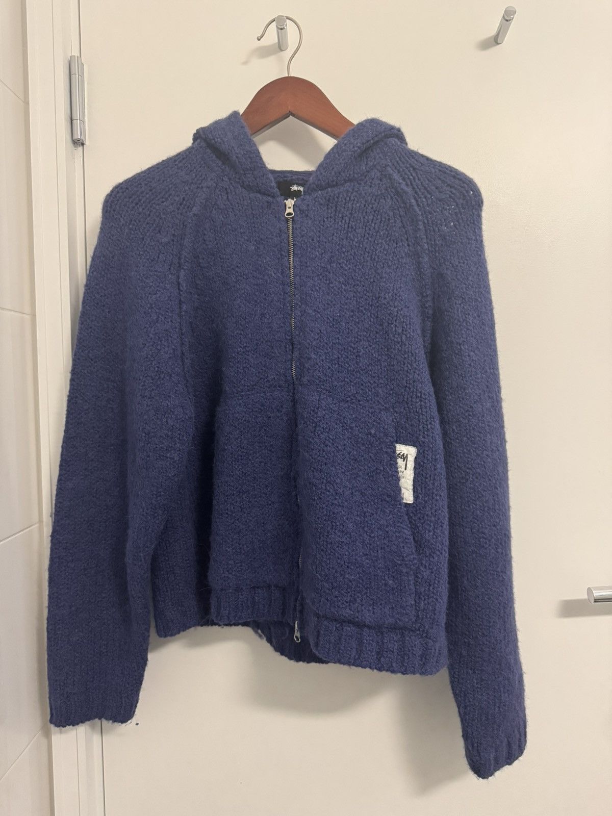 Stussy Blue Stussy Knitted Hoodie Size US L / EU 52-54 / 3 - 1 Thumbnail