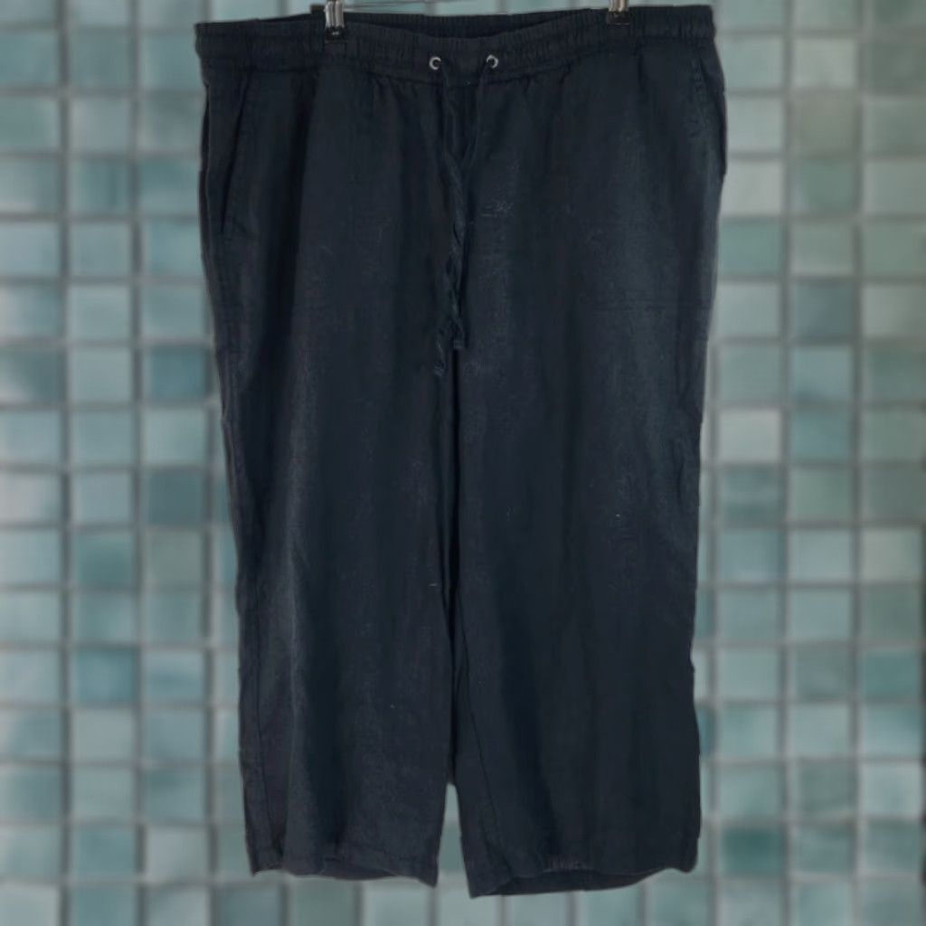 Essentials Amazon Essentials Womens Cropped Pants XL Black High Waist Drawstring Pocket New Size 38" / US 16 / IT 52 - 1 Thumbnail
