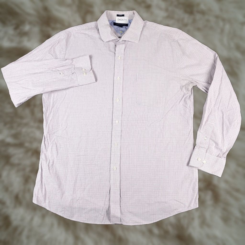 Tommy Hilfiger Tommy Hilfiger Shirt Mens 17 Red Blue Check Dress Button Up Long Sleeve Size 46R - 1 Thumbnail