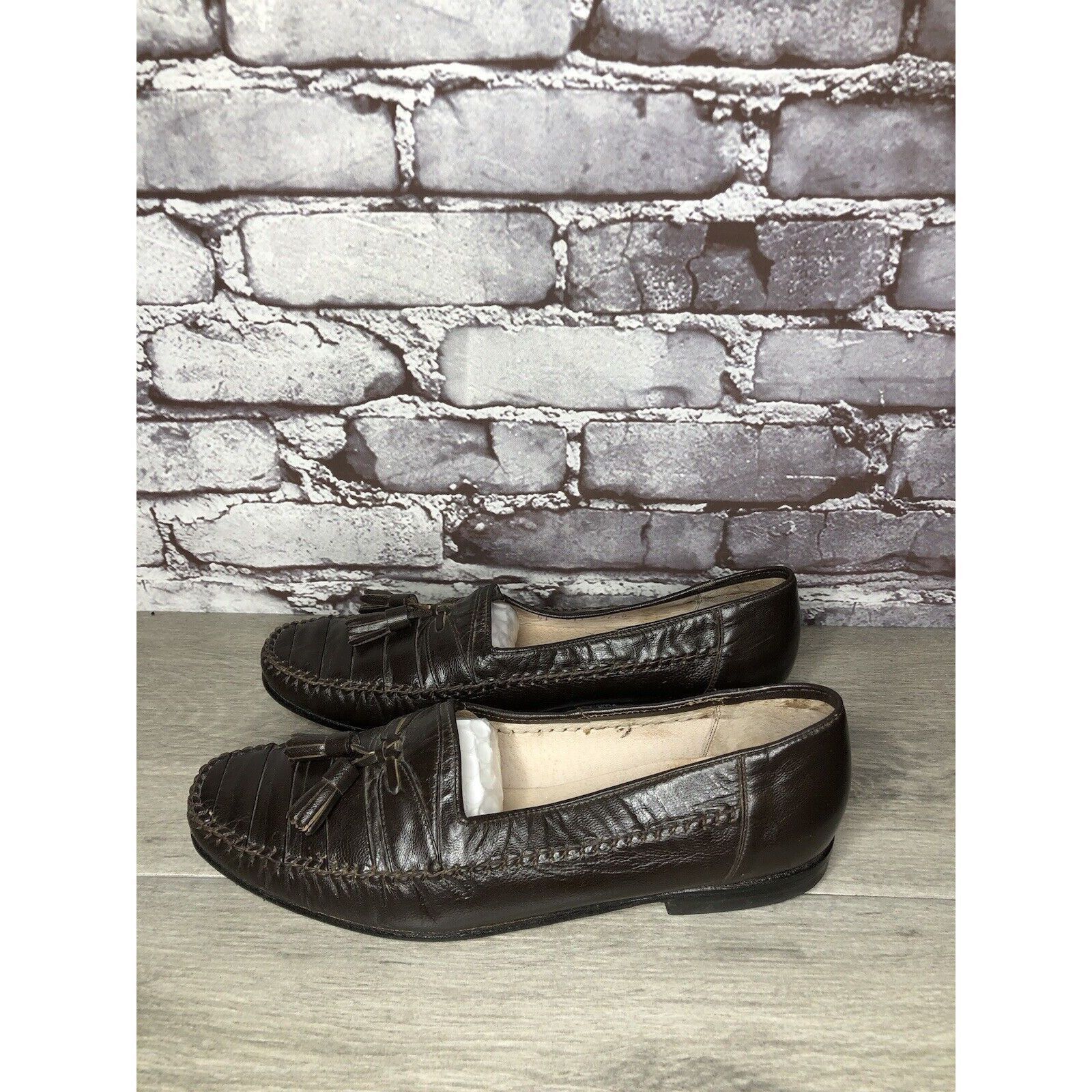 Other Andre Verger Brown Leather Tassel Loafers Handsewn Shoes Men Size US 8 / EU 41 - 22 Thumbnail