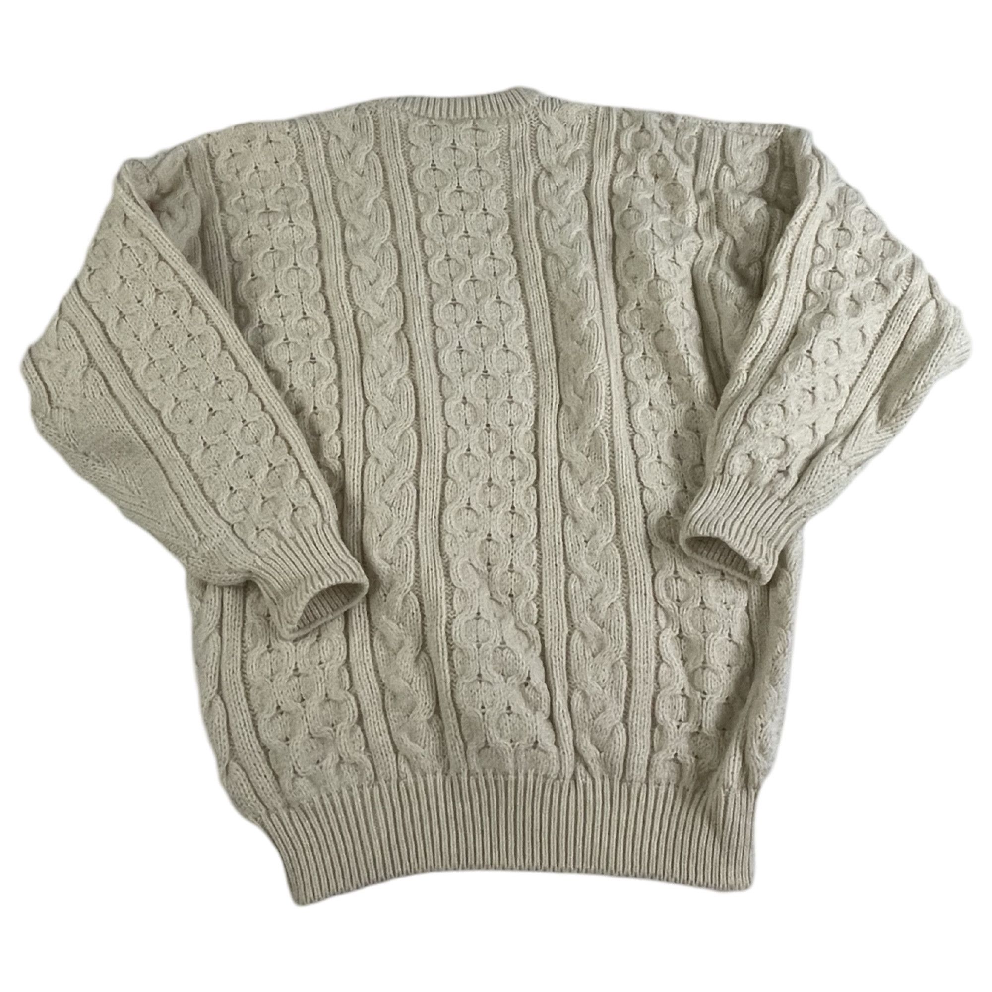 Vintage Vintage Cream Cable Knit Winter Sweater Mens Large Size US L / EU 52-54 / 3 - 5 Thumbnail