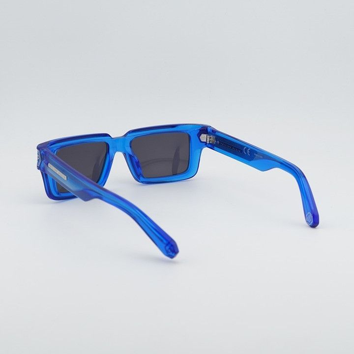 Philipp Plein Philipp Plein SPP044M 0AGQ Sunglasses Blue Rectangle Frame Size ONE SIZE - 5 Thumbnail
