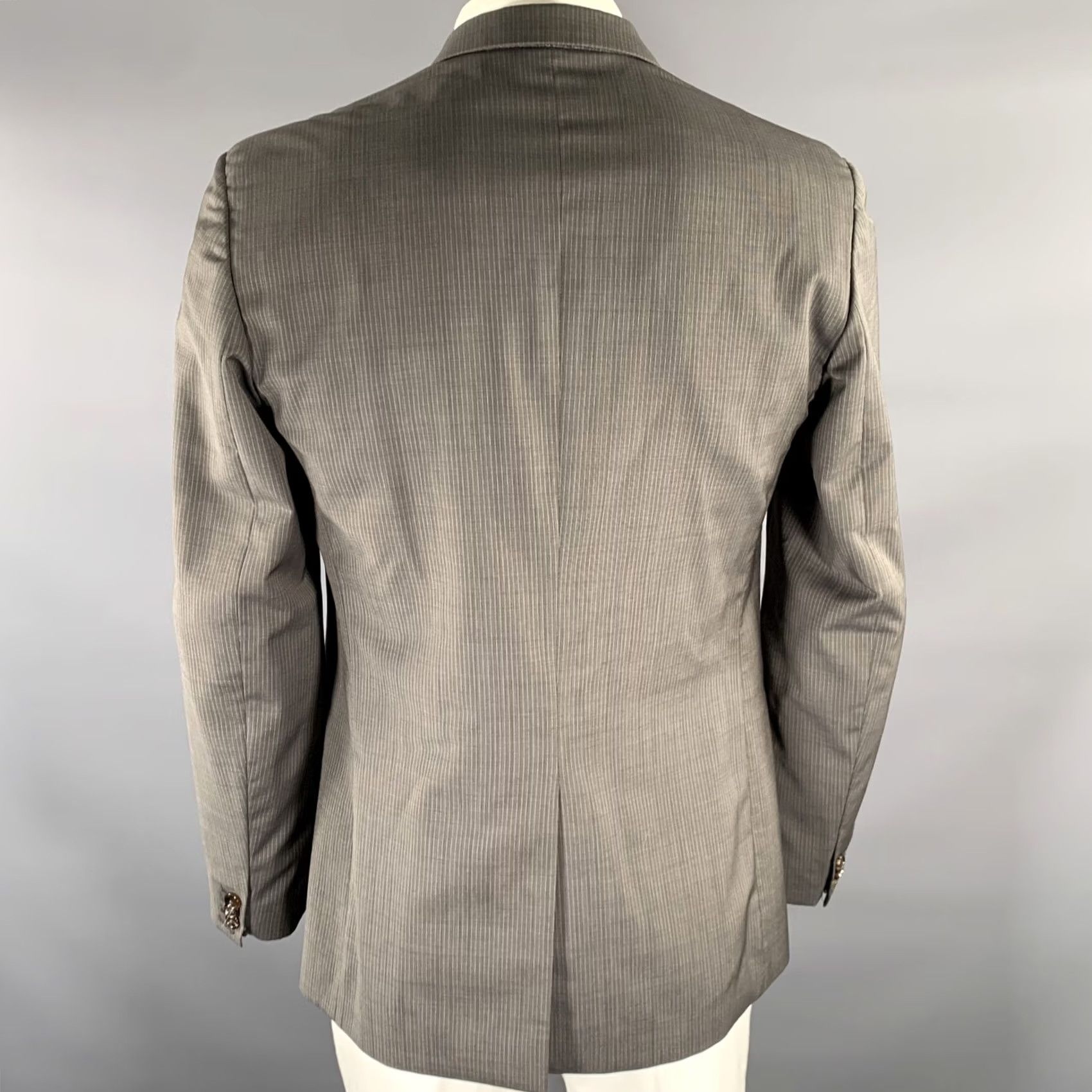 Maison Margiela MAISON MARGIELA Sport Coat Grey White Pinstripe Wool Notch Lapel 42 Mens Skinny? Size US XS / EU 42 / 0 - 4 Thumbnail