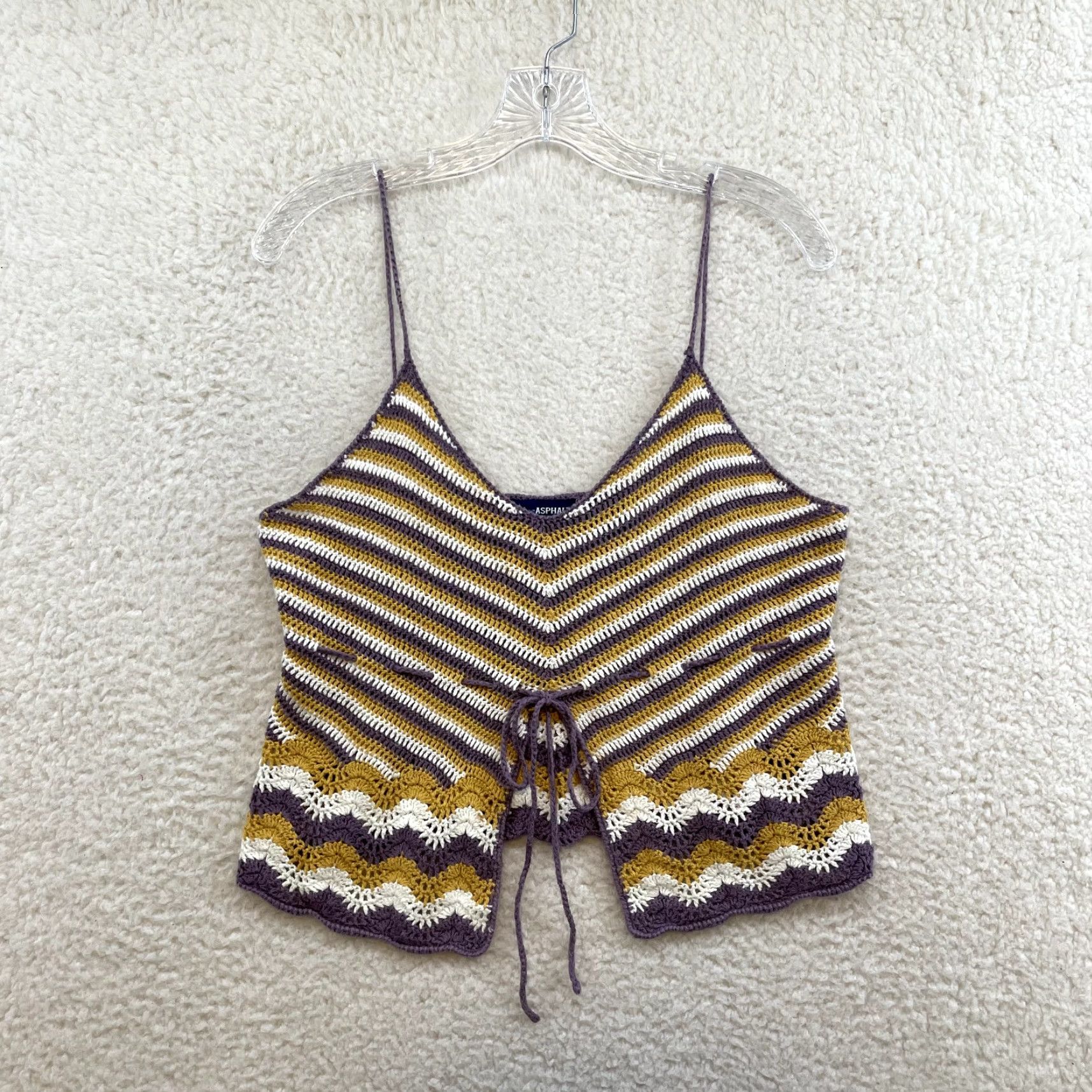 Vintage VINTAGE Y2K Camisole Tank Top Striped Crochet Boho Fairy Grunge Festival Shirt M Womens Size M / US 6-8 / IT 42-44 - 2 Thumbnail